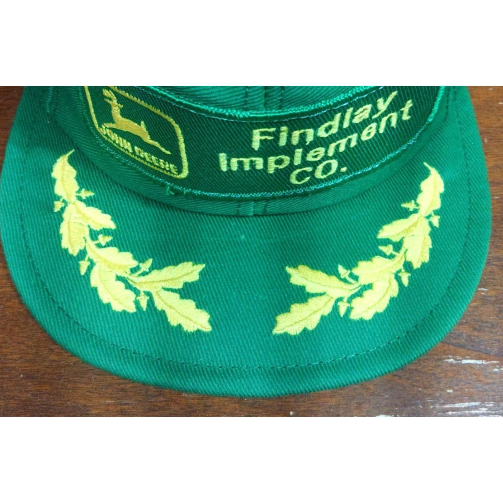 John Deere VTG John Deere Big Patch Trucker Hat | Louisville Mfg | Men One Size Green Cotton Adjustable Oak Leaf Logo 1980s Vintage 90s? Size ONE SIZE - 4 Thumbnail