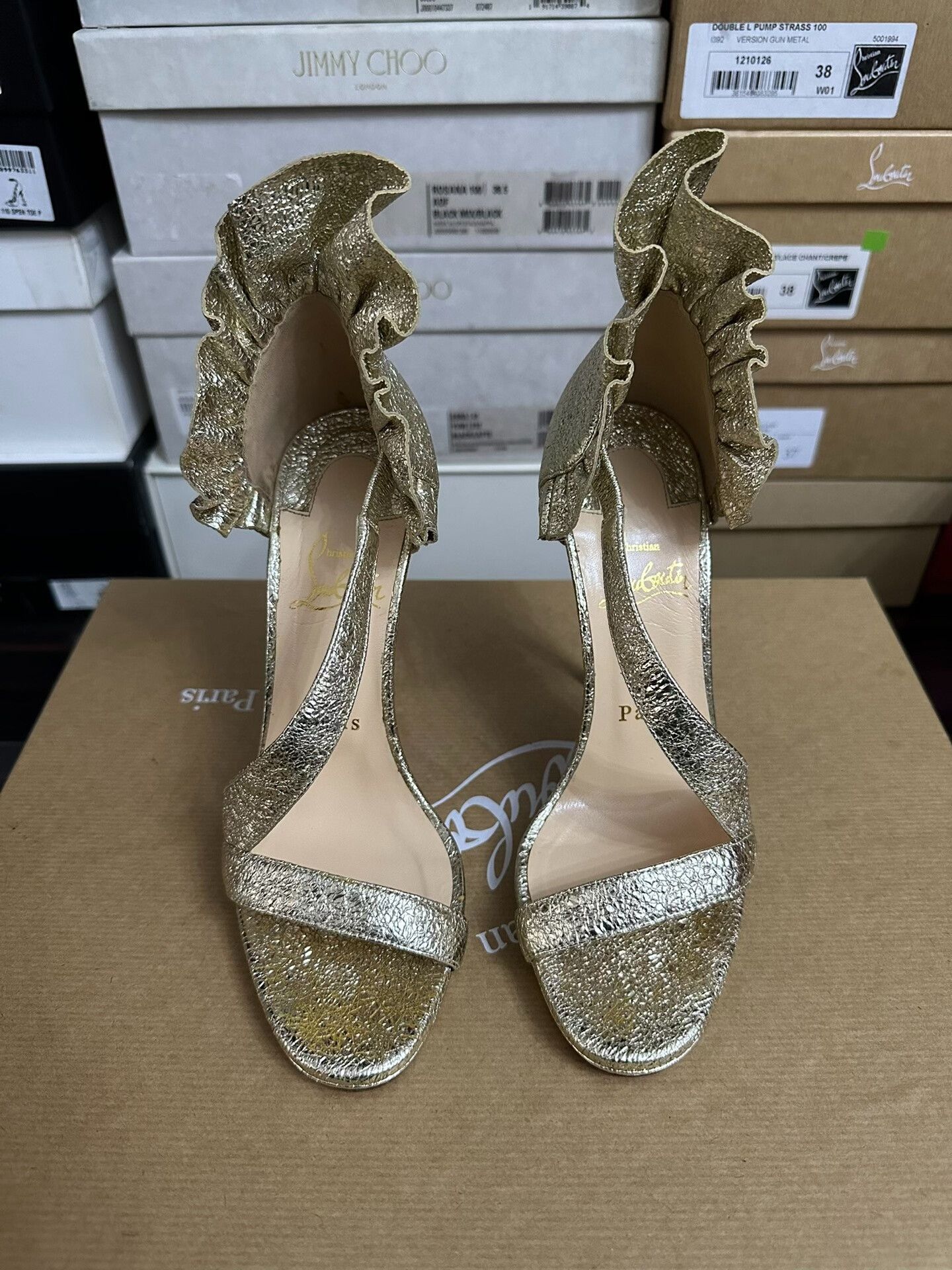 Christian Louboutin Christian Louboutin Gold High Heels Size US 5.5 / IT 35.5 - 1 Thumbnail