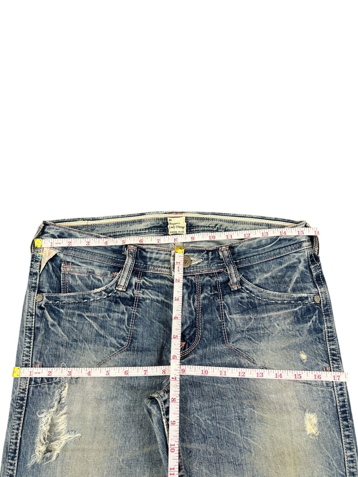 Japanese Brand Vintage Japanese Brand Crack Wash Distressed Flare Jeans Size 31" - 11 Thumbnail