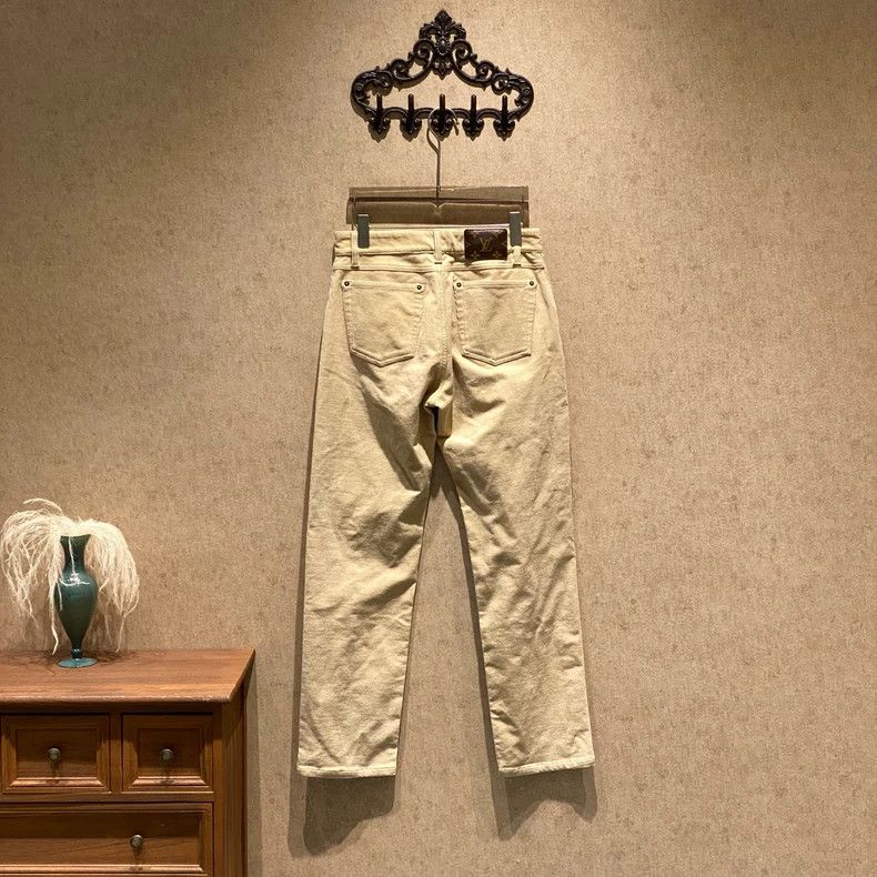 Louis Vuitton Louis Vuitton 24 SS Khaki Old Fashioned Leather Pants Size US 36 / EU 52 - 2 Thumbnail