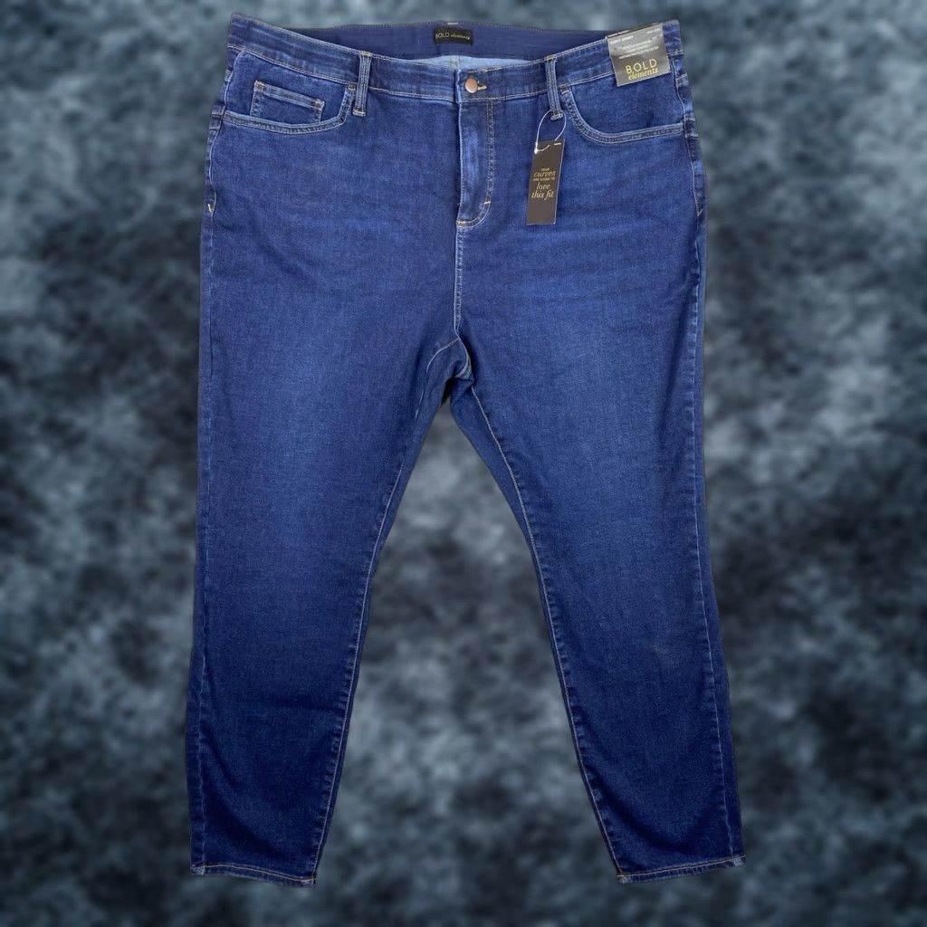 Vintage ELEMENTS Jeans Women 20W Dark Wash Skinny High Rise 5-Pocket Denim NWT Blue 90s Theme Slimming Stretch Vintage No N/A Size 42" / US 20 - 1 Thumbnail