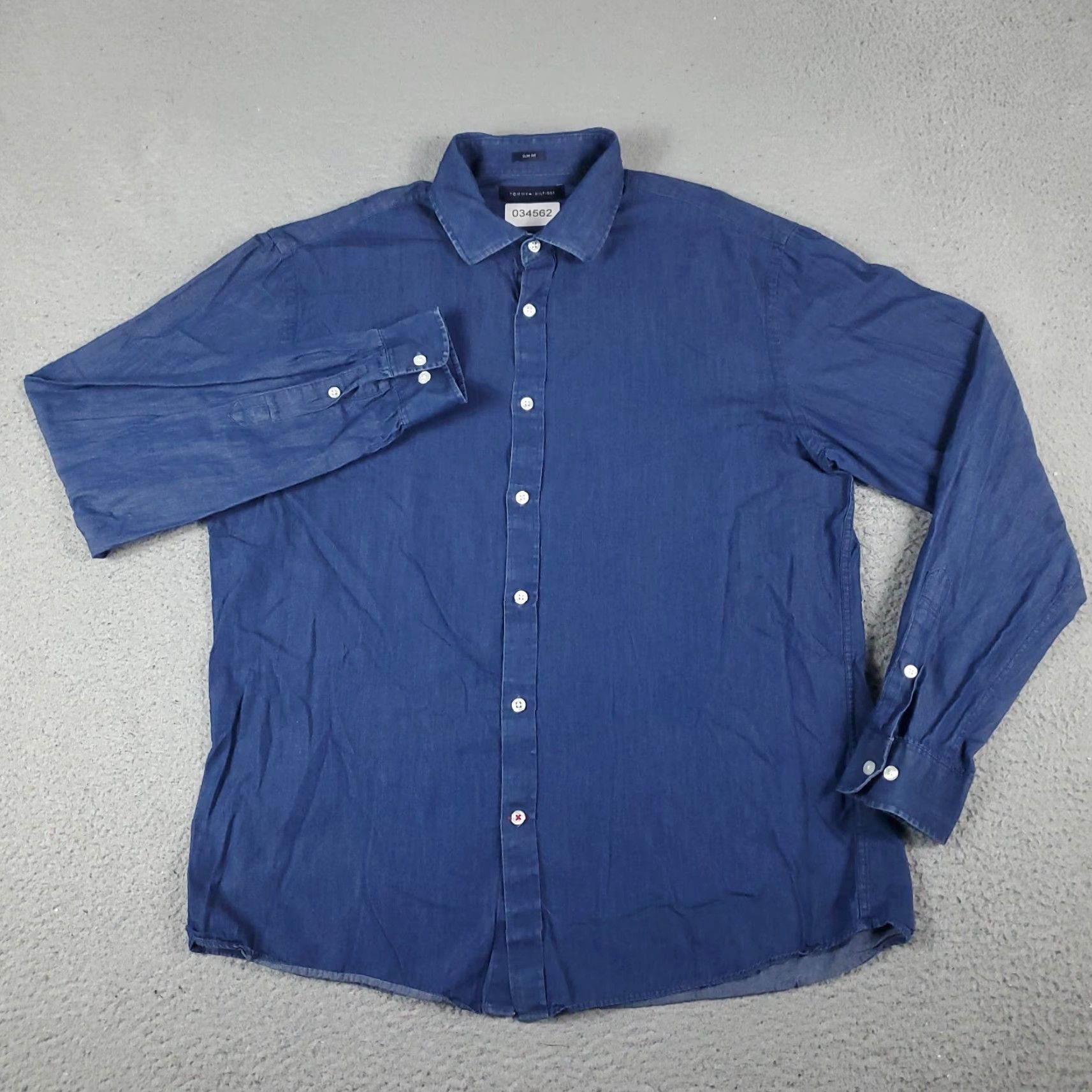 Tommy Hilfiger Tommy Hilfiger Shirt Mens Large Blue Button-Up Long Sleeve Casual Button-Front Classic Cotton Size US L / EU 52-54 / 3 - 2 Thumbnail