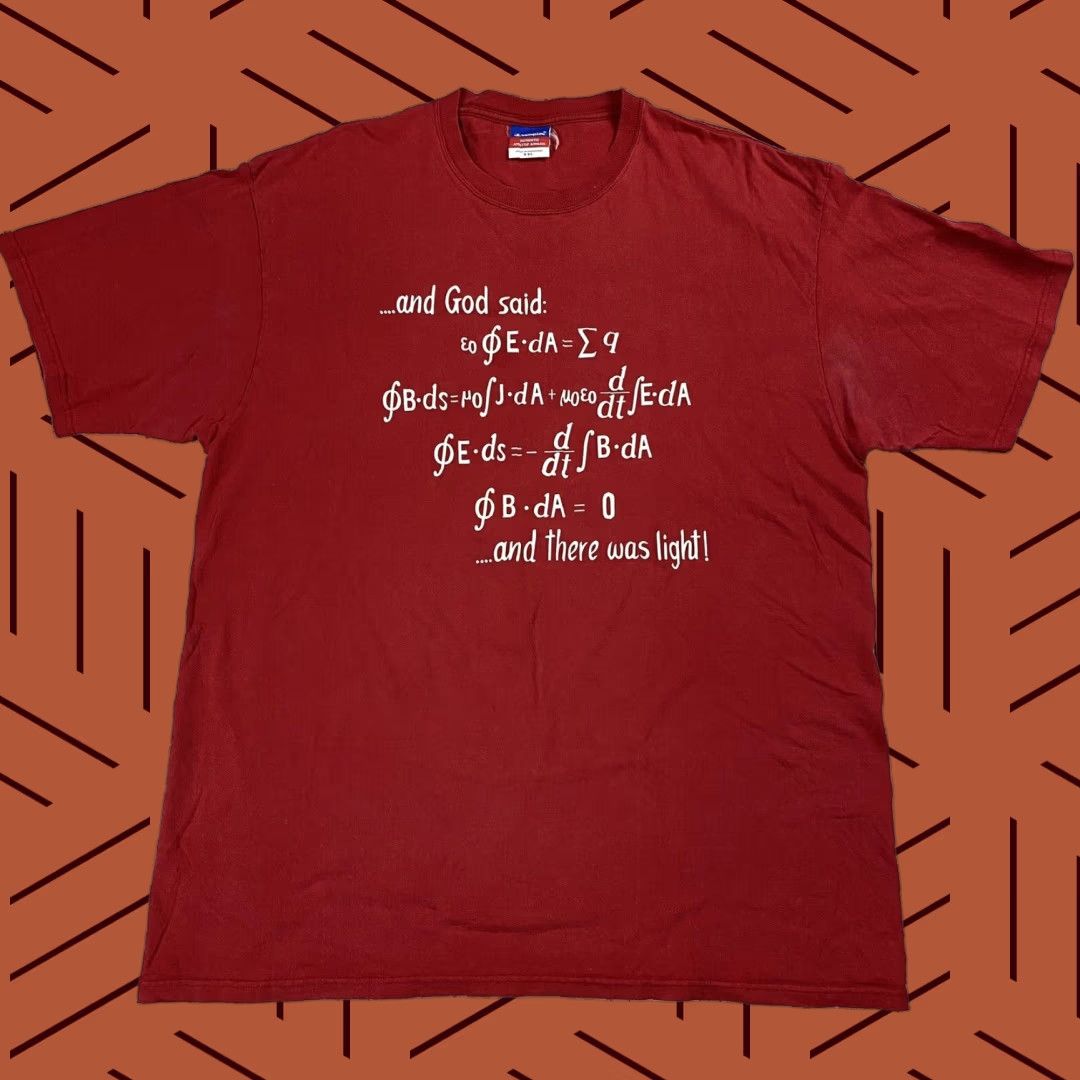 Champion VINTAGE Champion 2XL Maxwells Equations Graphic T-Shirt Red Science Physics Funny Lab Shirt 2000s Mens Size US XXL / EU 58 / 5 - 1 Thumbnail