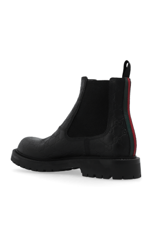 Gucci o1mt1gz0925 Men's Boots With Web in Black Size US 7.5 / EU 40-41 - 3 Thumbnail
