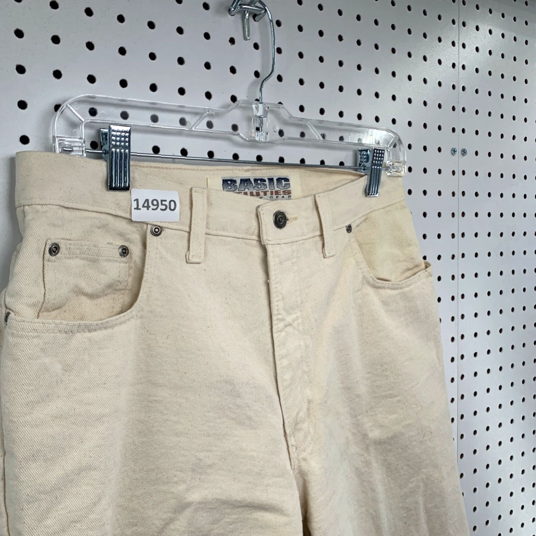 Denime VINTAGE Basic Utilities Denim Shorts Mens 32 Beige Inseam 11 30 in Waist Flat Front Pockets Regular Fit Summer Mens Beige Denim Shorts Size US 32 / EU 48 - 6 Thumbnail
