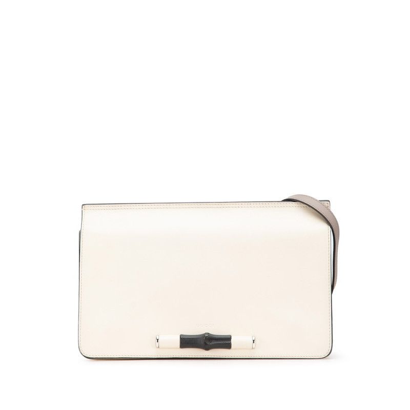 Gucci Gucci Bamboo Leather Shoulder Bag Leather Shoulder Bag 370817 in White, Women's