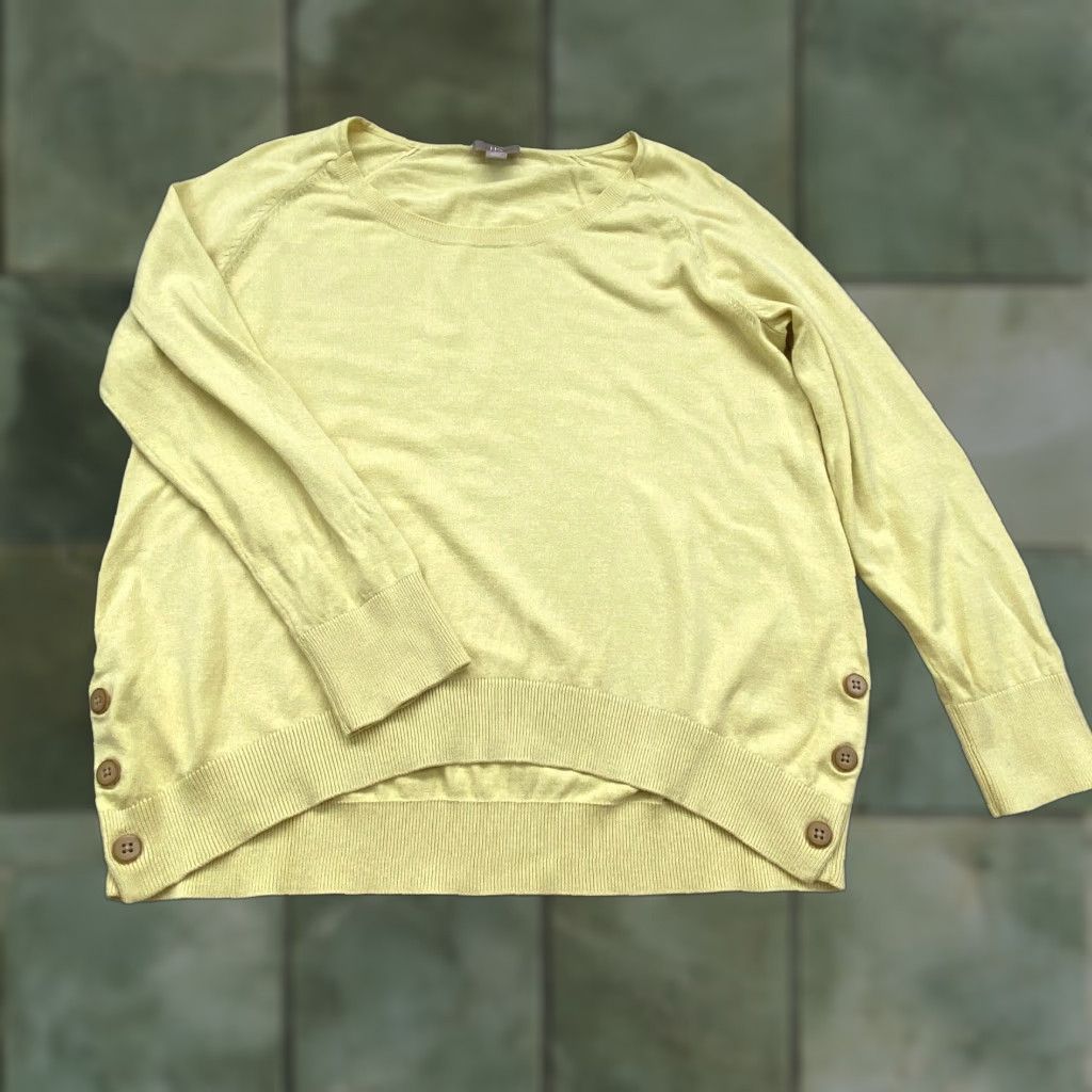 J. Jill J Jill Womens Sweater Small Yellow Silk Cotton Size S / US 4 / IT 40 - 1 Thumbnail