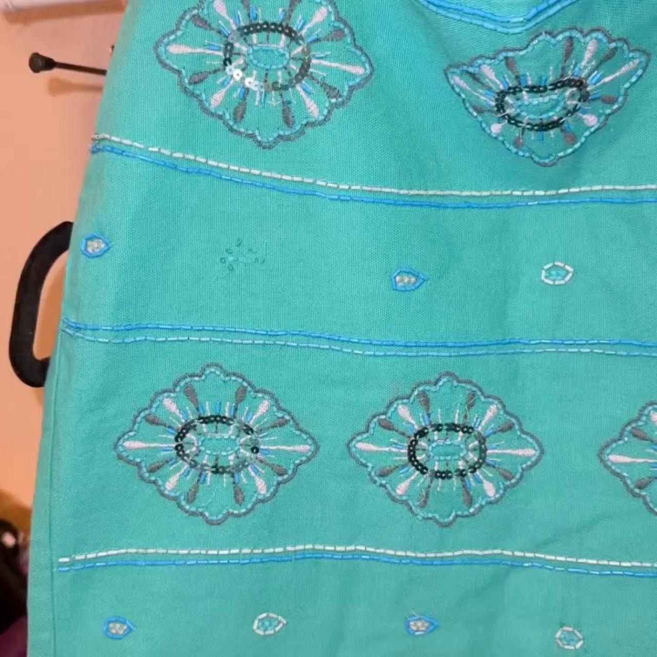 Zara Zara sz s Turquoise floral mini skirt glass beading sequins Size 26" / US 2 / IT 38 - 9 Thumbnail