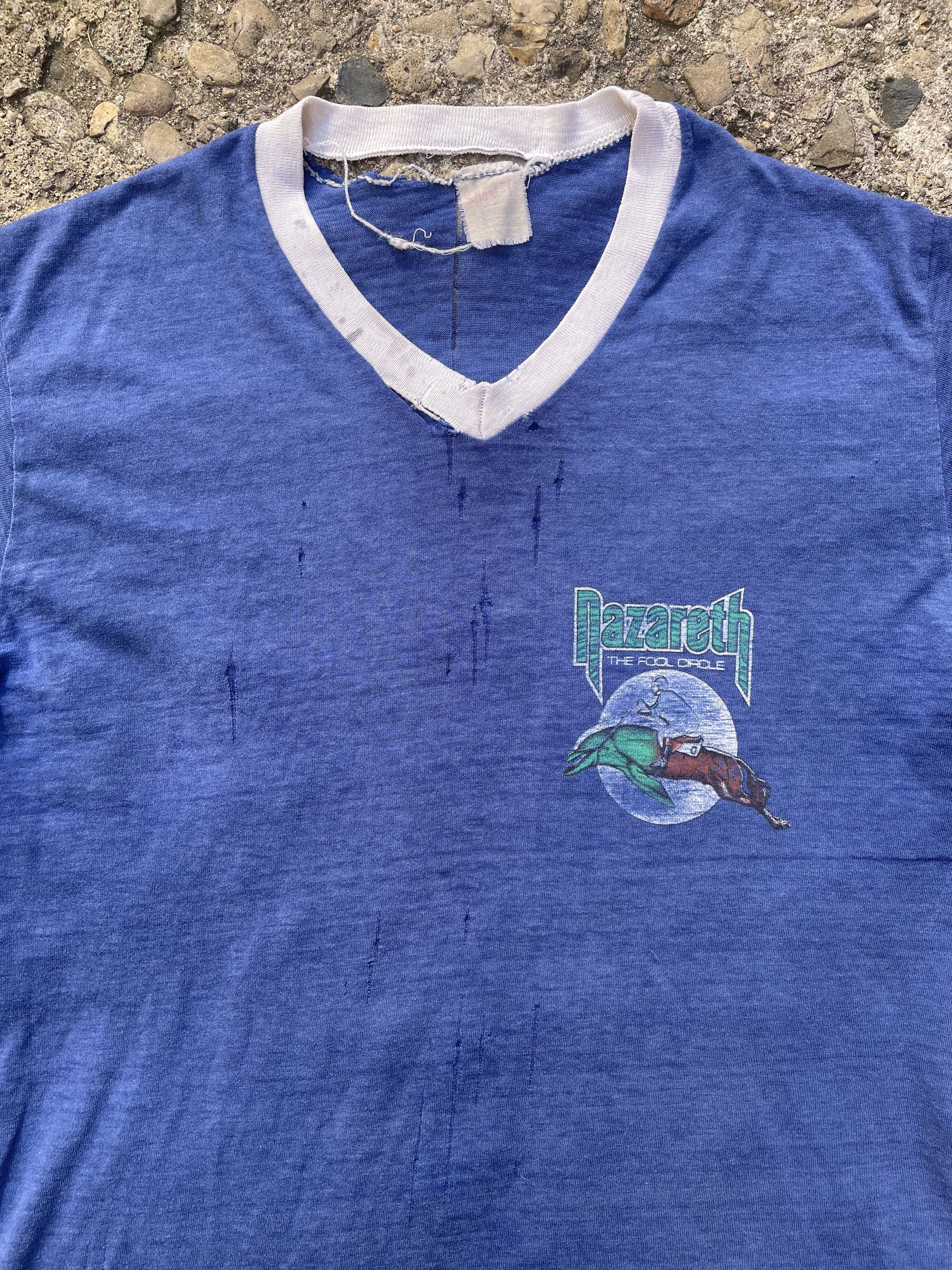 Band Tees × Vintage VTG 1981 Nazareth The Full Circle Thrashed Band T-Shirt Size US M / EU 48-50 / 2 - 3 Thumbnail
