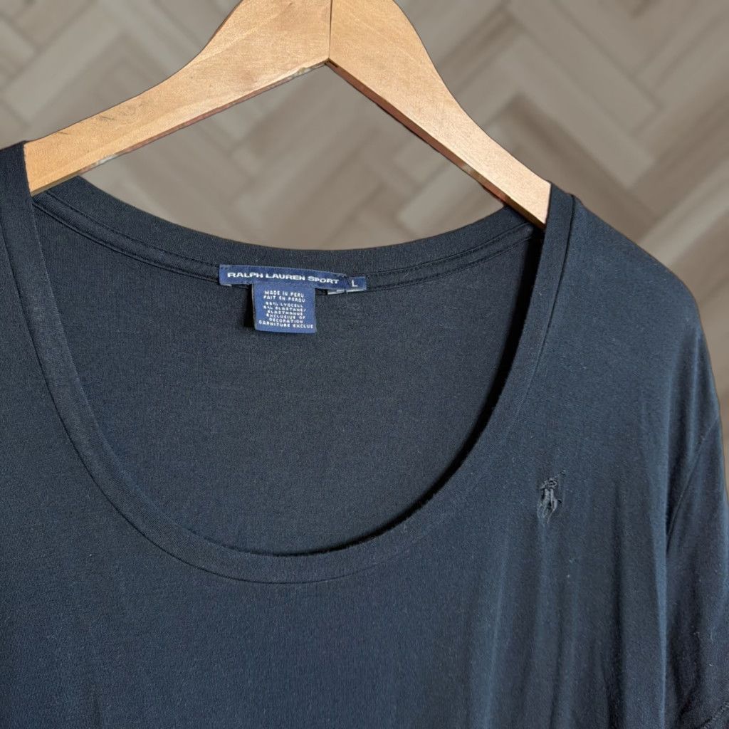 Ralph Lauren Lauren Ralph Lauren Shirt Women Large Black 100% Cotton Scoop Neck Short Sleeve Regular Fit Logo Size L / US 10 / IT 46 - 1 Thumbnail