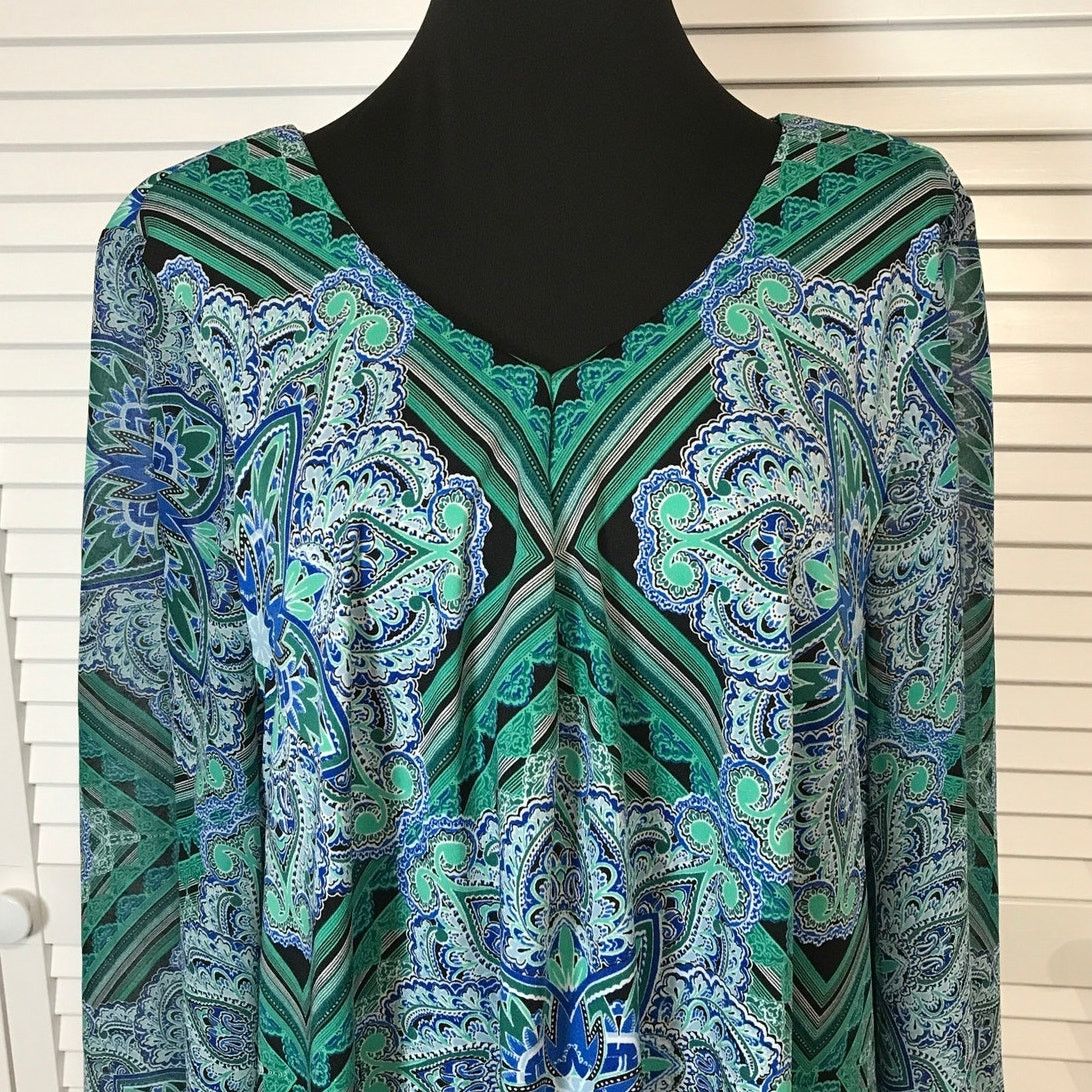 Other Roz & Ali Boho Paisley Sheer Butterfly Flowy Tunic Blouse 2X Size XXL / US 16-18 / IT 52-54 - 4 Thumbnail