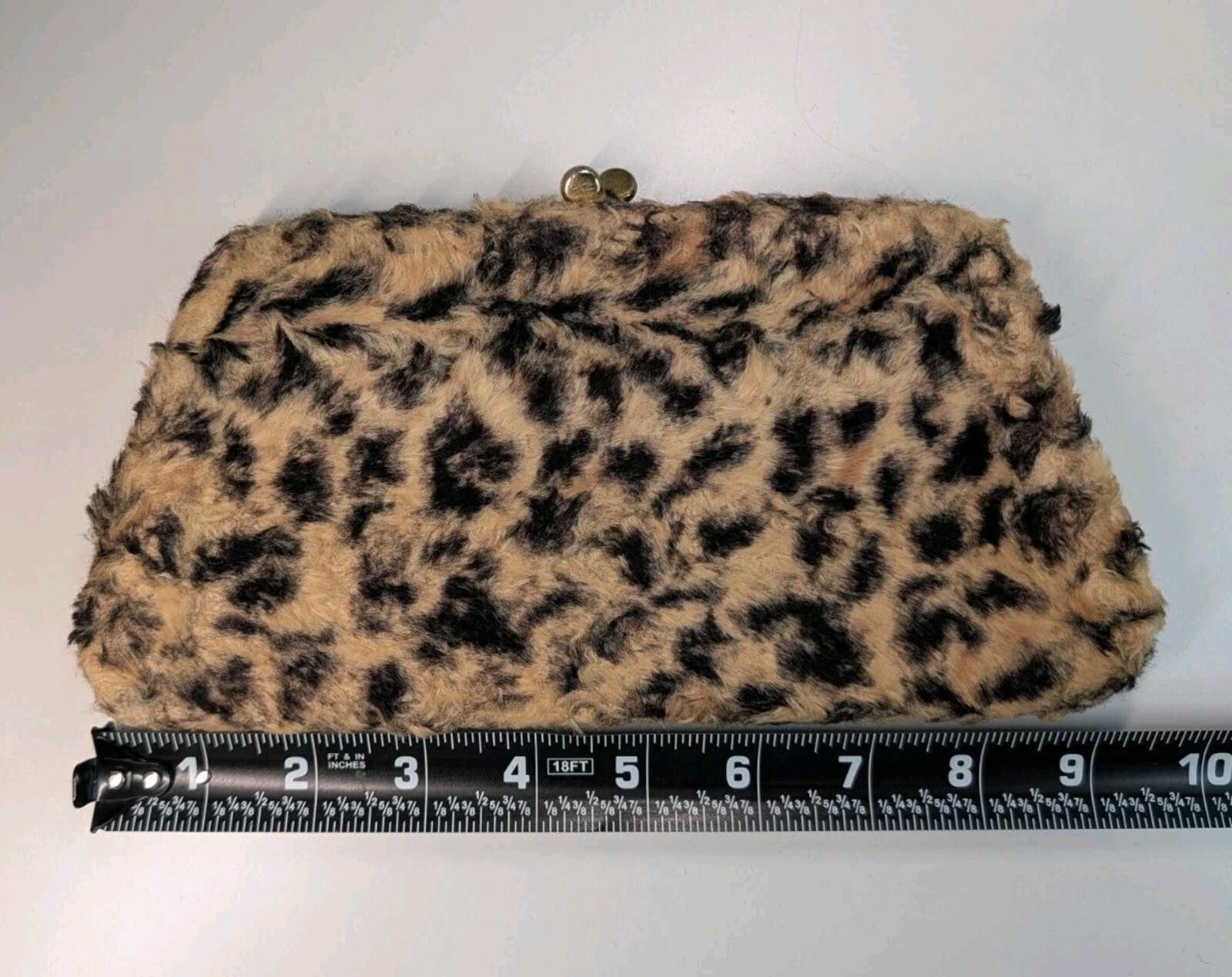 Grayers Vintage Garay Faux Fur Leopard Print Clutch Purse 60/70s USA Size ONE SIZE - 5 Thumbnail