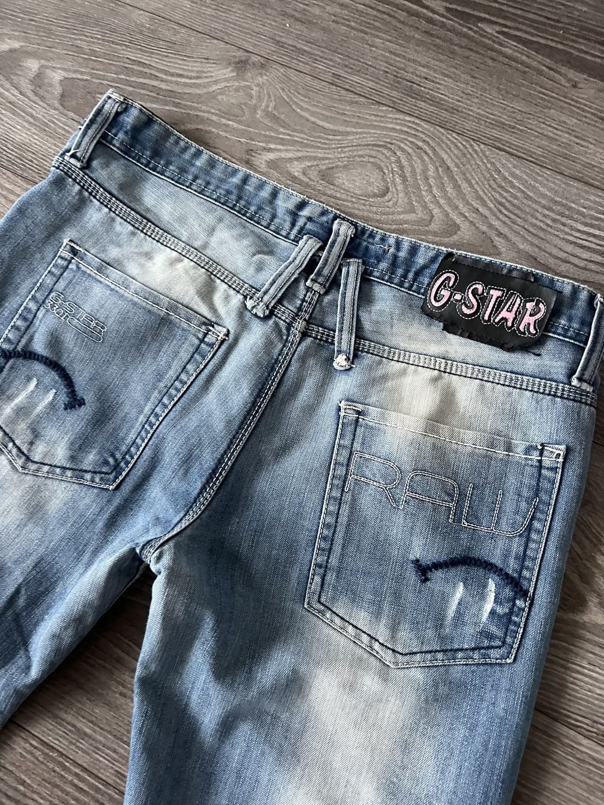 G-Star G Star Vintage Y2k Opium Distressed Denim Embroidered Jeans Size US 33 - 12 Thumbnail