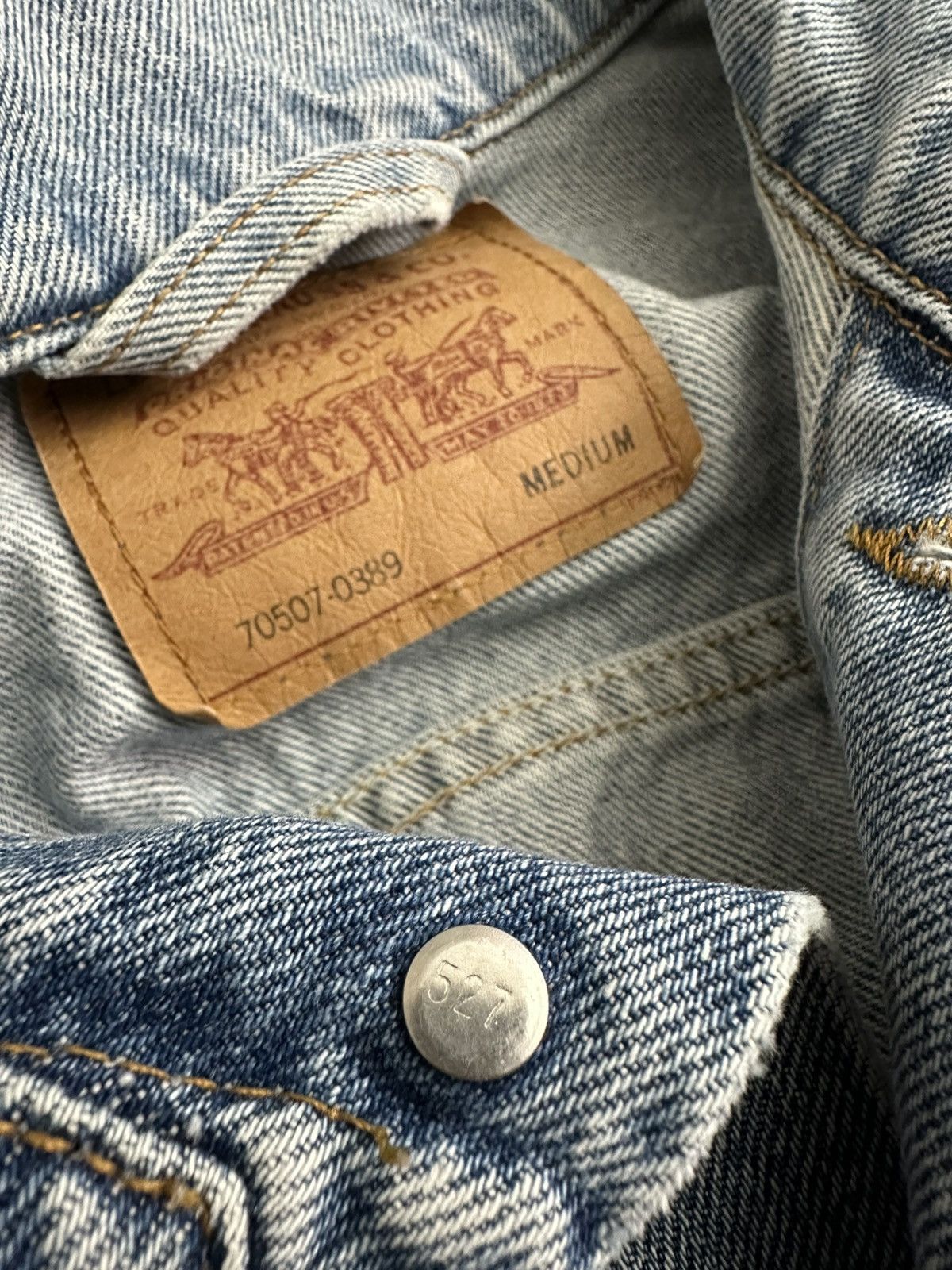 Levi's × Levi's Vintage Clothing × Vintage Vtg 90s Levi's 527 Buttons Stamp Trucker Jacket Made in USA Size US M / EU 48-50 / 2 - 5 Thumbnail
