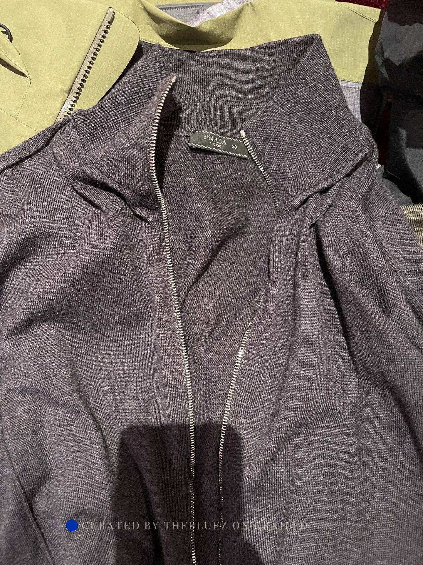 Prada Olive Green Wool Cardigan in Size M Size US M / EU 48-50 / 2 - 1 Thumbnail