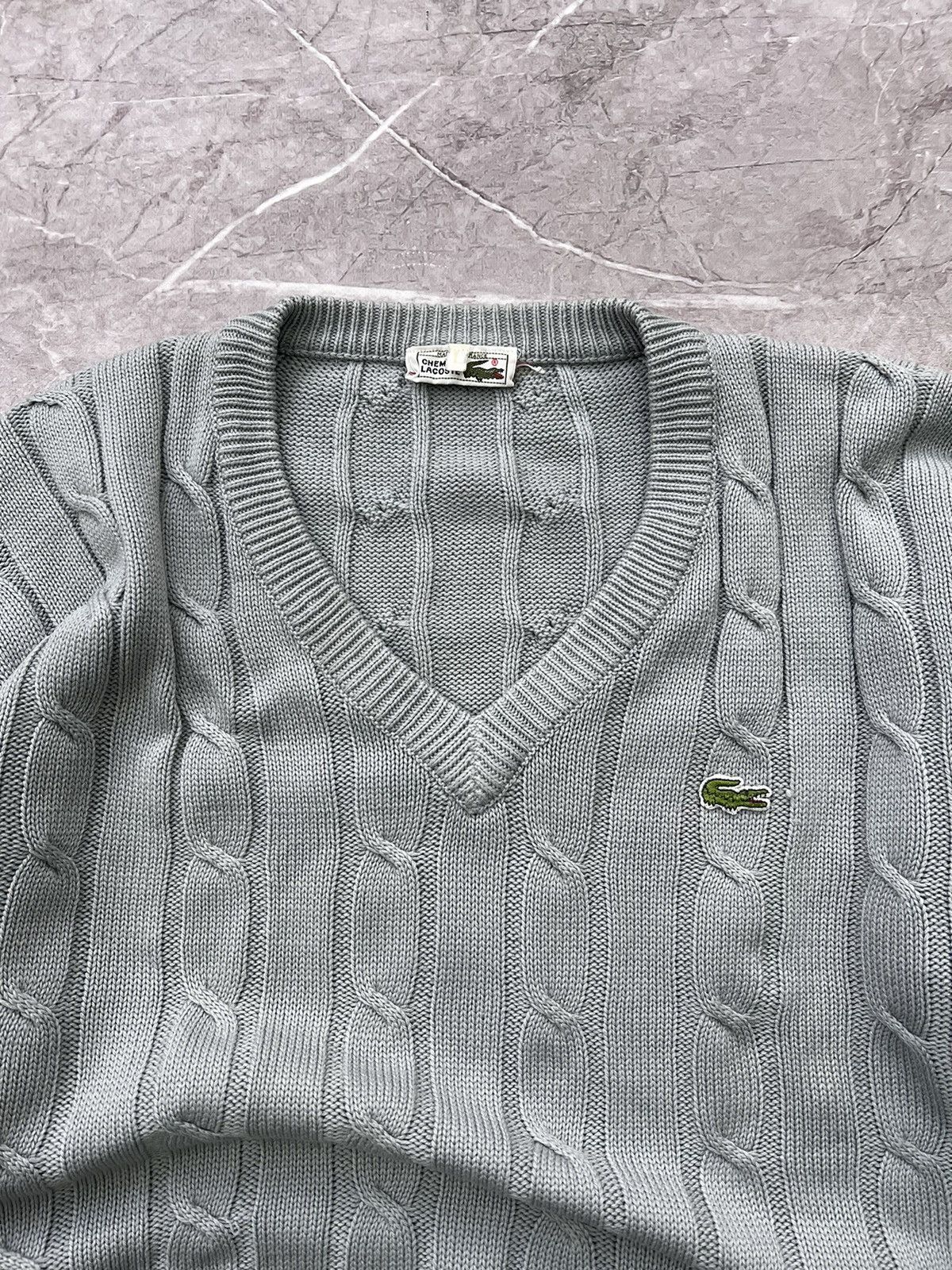 Lacoste × Vintage Vintage Lacoste Knit Wool Vneck Cardigan Sweater Size US L / EU 52-54 / 3 - 8 Thumbnail