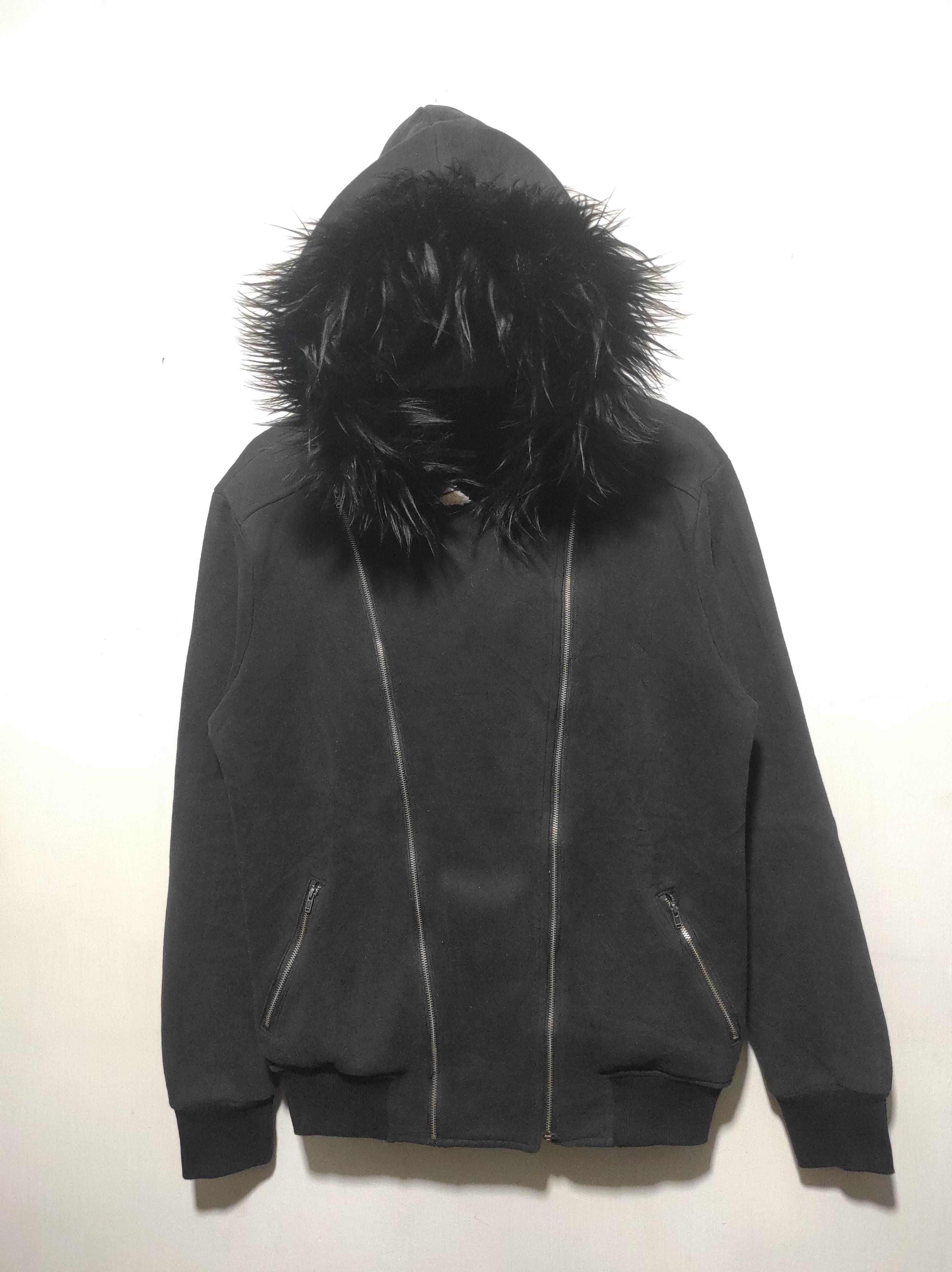 ジャケット・アウター 00s leather fur hoodie LGB 14th Strap Jacket LGB If Six Was Nine Style Faux Fur Zip Hood