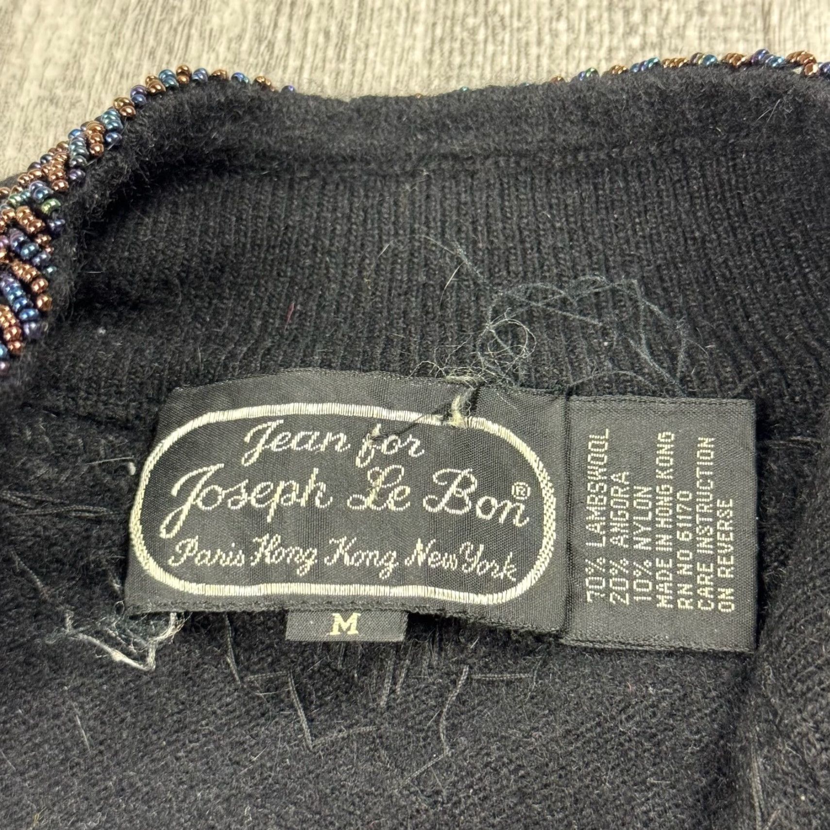 Joseph VINTAGE Jean Joseph Le Bon Beaded Sequin Lambswool Angora Sweater Womens M Black 1980s Eveningwear Size M / US 6-8 / IT 42-44 - 3 Thumbnail