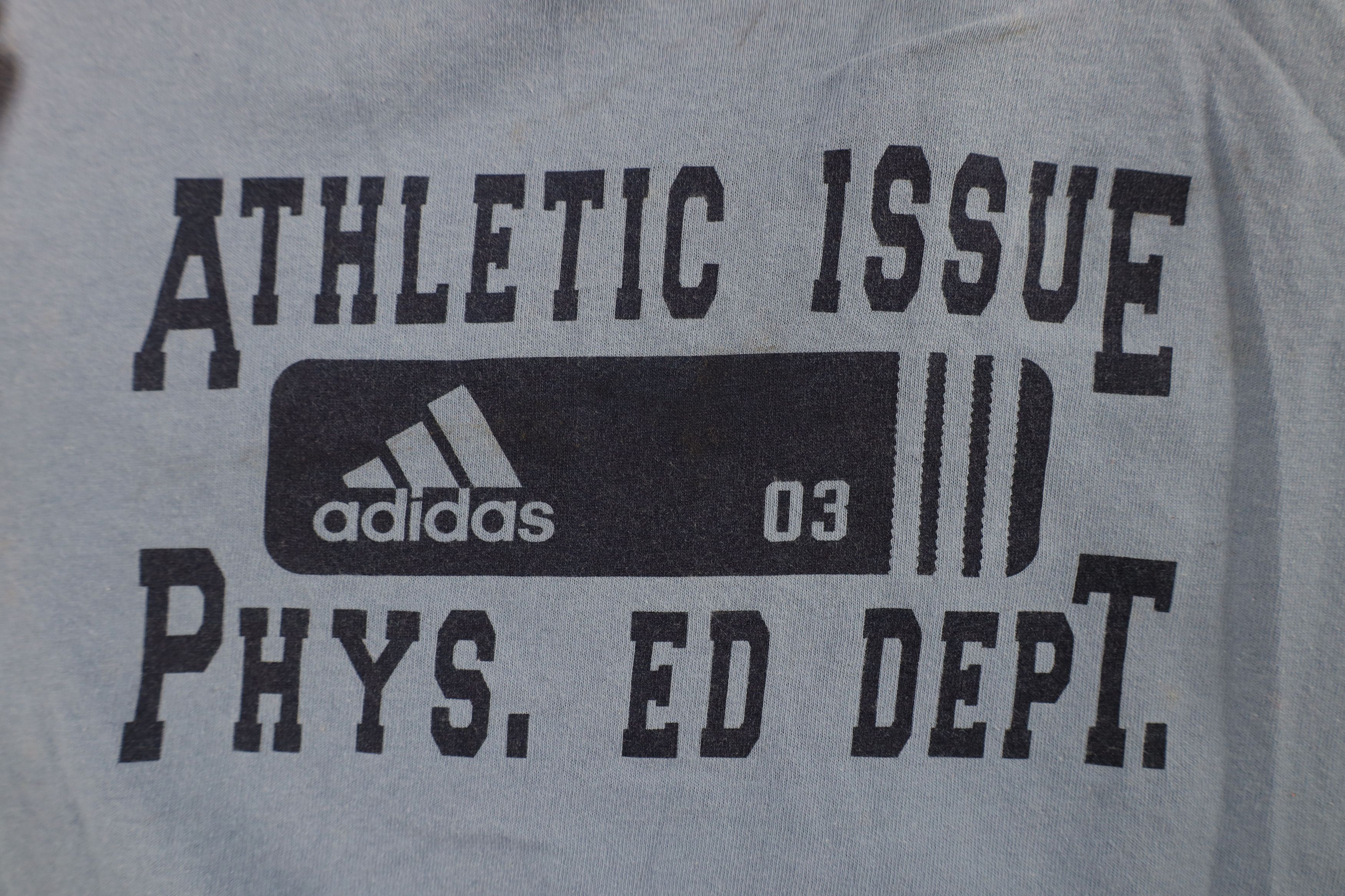 Adidas Vintage 90s Adidas Spell Out Phys Ed T-Shirt Blue USA Size US L / EU 52-54 / 3 - 4 Thumbnail
