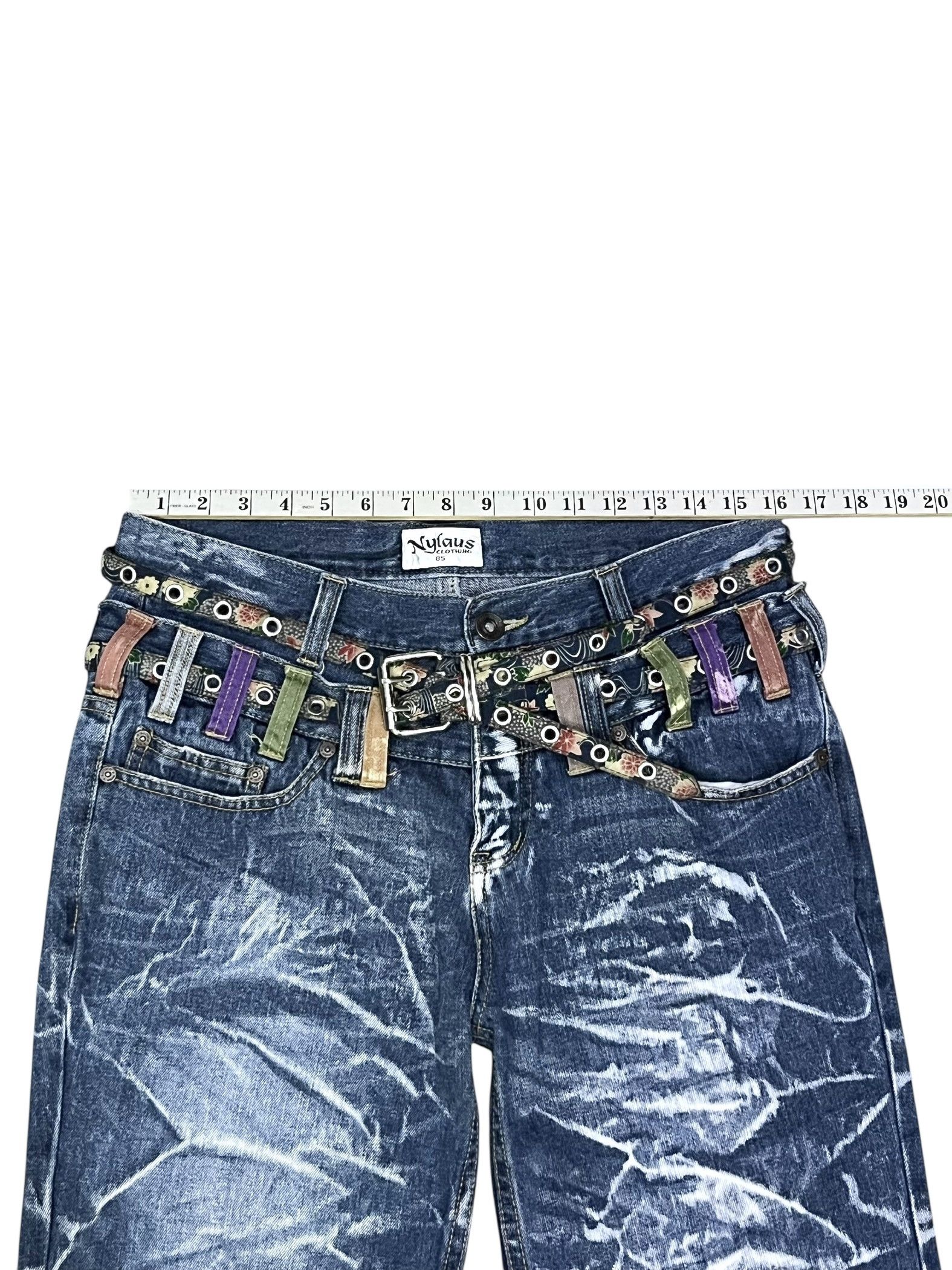 Japanese Brand 💥Nylaus Double Waist Tiger Stripe Acid Wash Straight Jeans Size US 32 / EU 48 - 7 Thumbnail