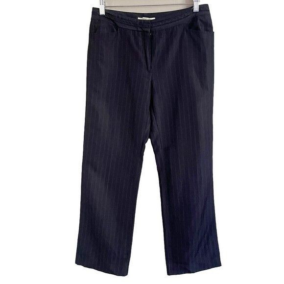 Gerard Darel Gerard Darel Navy Pinstripe Wool Straight Leg Trousers - M Size 28" / US 6 / IT 42 - 4 Thumbnail