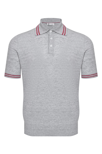 image of Brunello Cucinelli O1W1Db10424 Polo T-Shirt In Grey, Men's (Size XL)