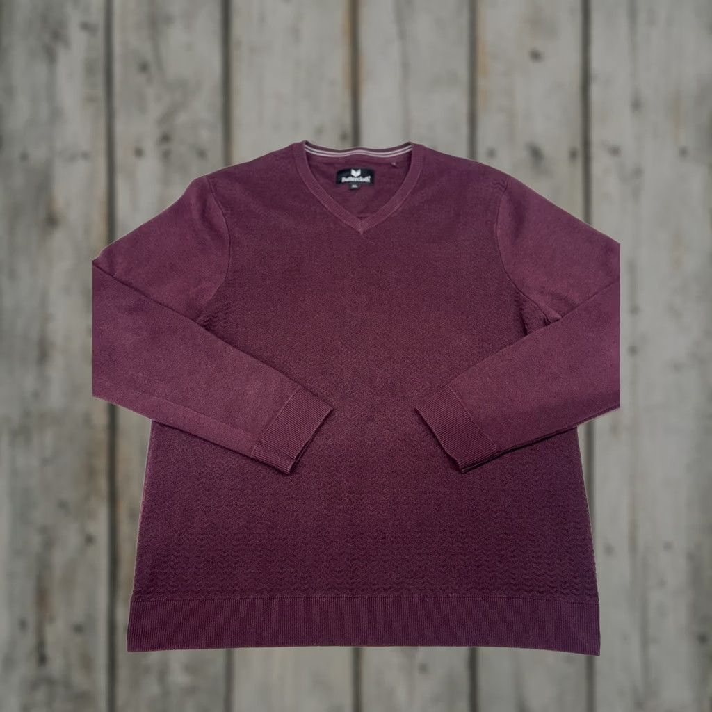 Vintage VINTAGE? (No) Buttercloth Sweater Mens XL Burgundy Pullover Long Sleeve Knit Collared Solid Regular Fit Knit Wool? Size US XL / EU 56 / 4 - 1 Thumbnail