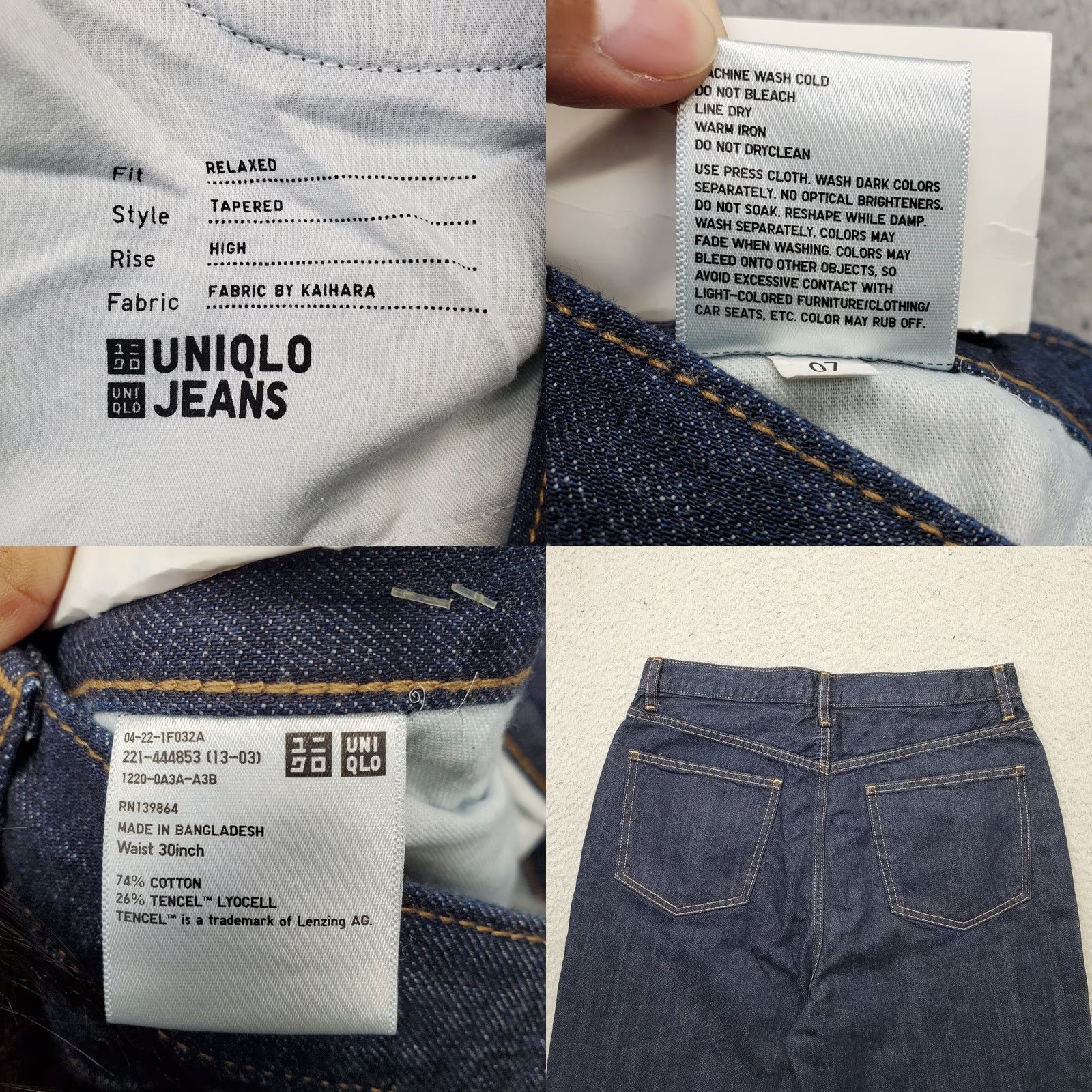 Uniqlo Uniqlo Women 7 Blue Denim Straight Jeans Stretch High Rise Relaxed Fit Tapered Leg Size 28" / US 6 / IT 42 - 8 Thumbnail