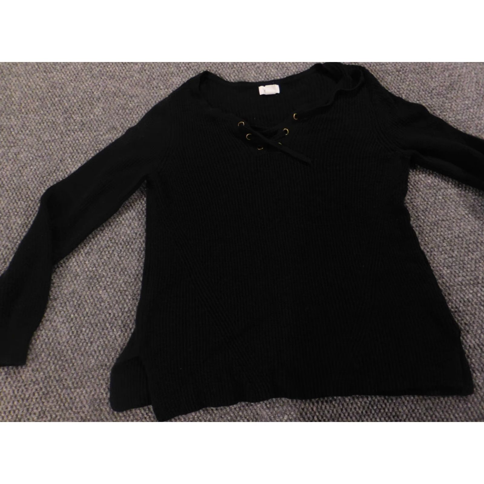 Old Navy Old Navy Sweater Womens S Black Solid Cable-Knit Turtleneck Pullover Zip Stretch Button Regular Size S / US 4 / IT 40 - 3 Thumbnail