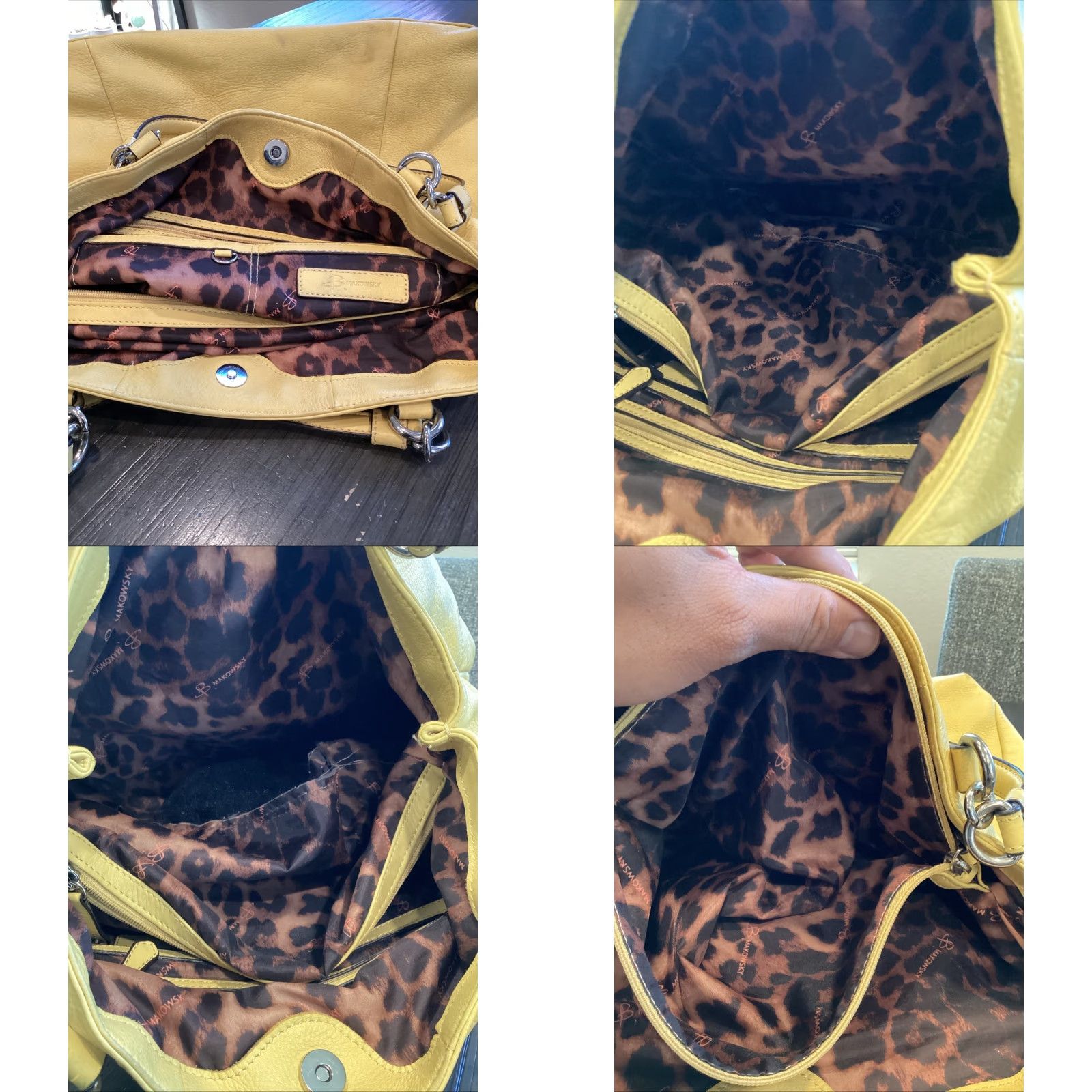 Vintage B. Makowsky Stone leather Shoulder Bag Large Spacious Yellow Size ONE SIZE - 8 Thumbnail