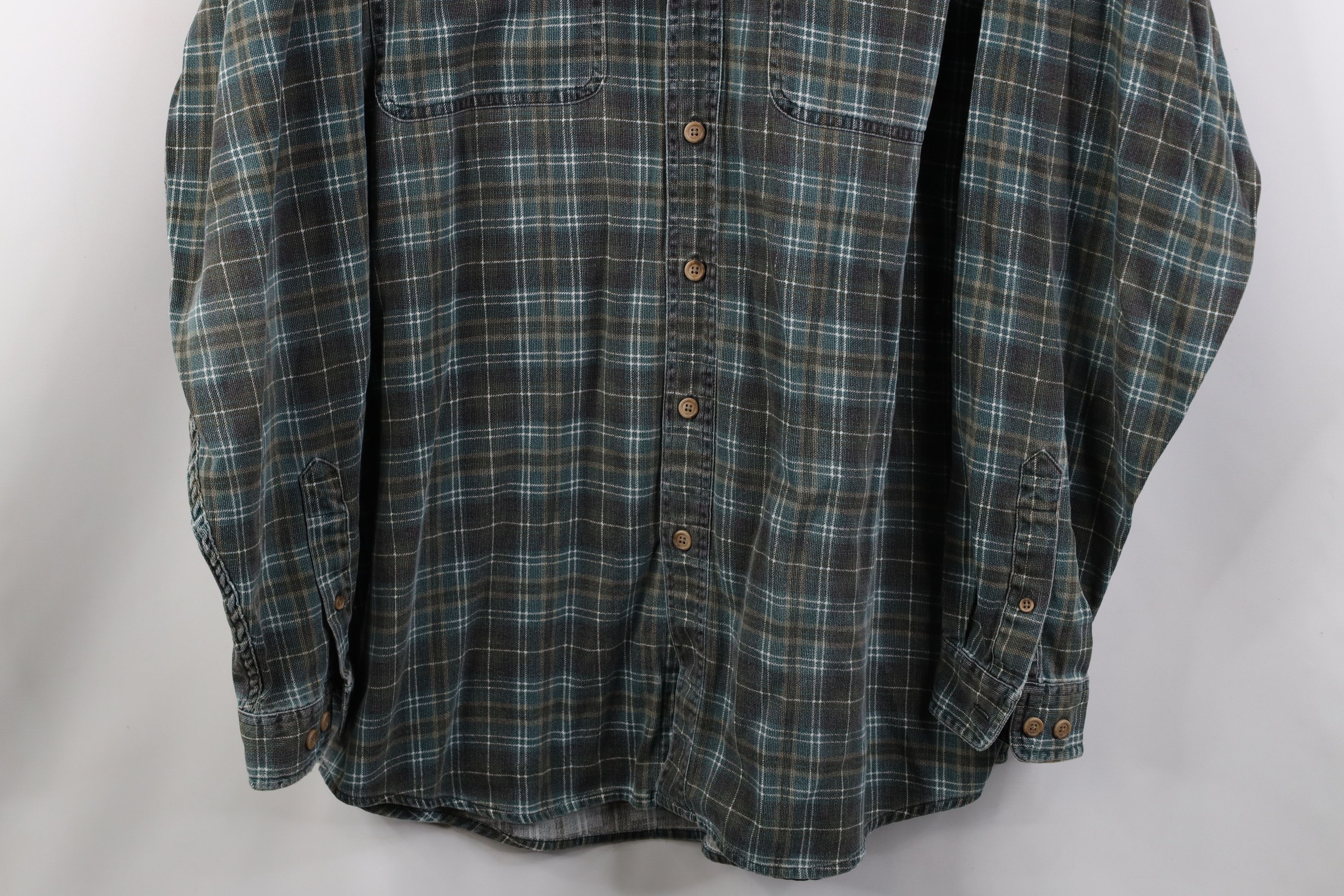 Vintage Vintage 90s Streetwear Faded Knit Board Button Shirt Plaid Size US XL / EU 56 / 4 - 3 Thumbnail