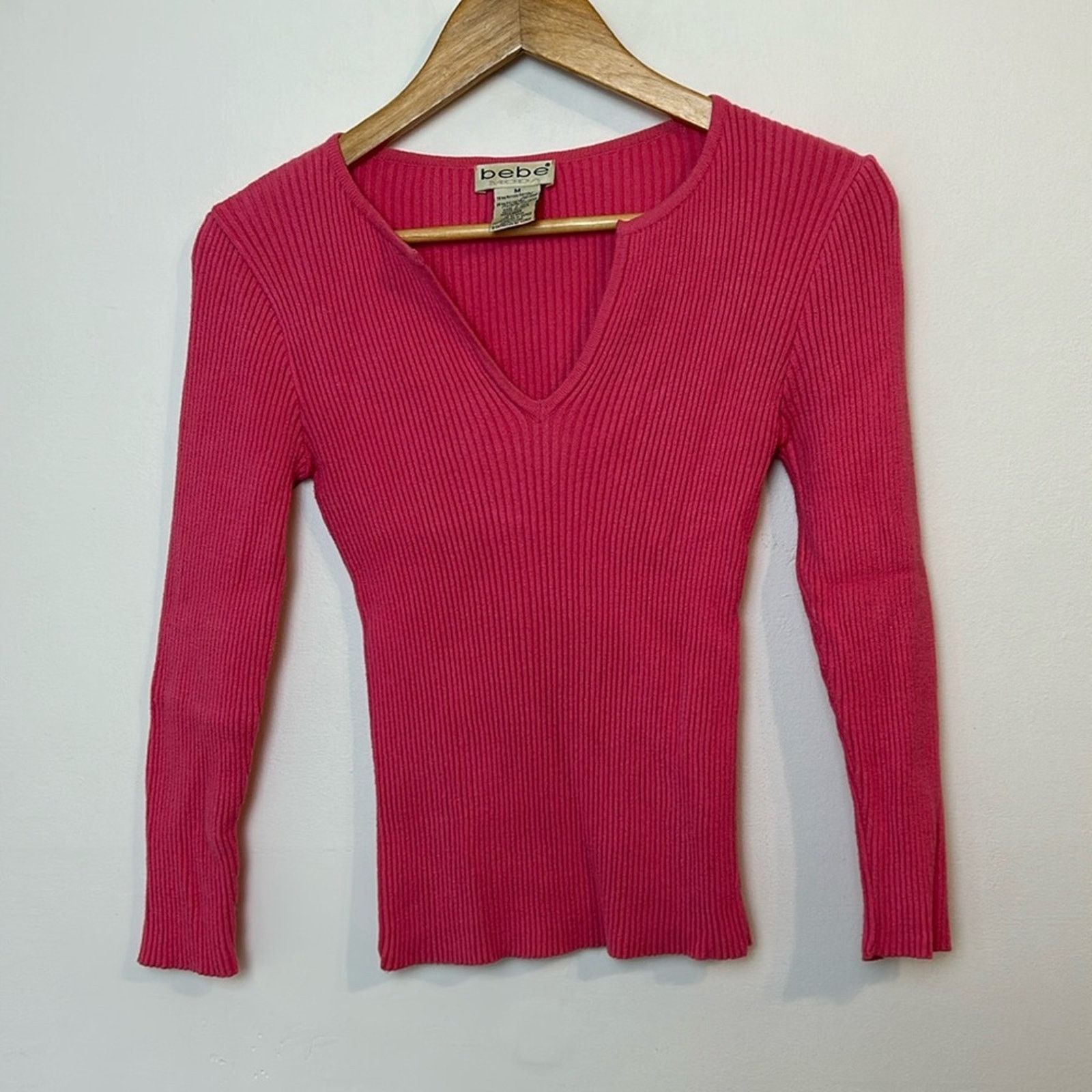 Bebe Vintage Bebe Pink Ribbed Sweater Size M / US 6-8 / IT 42-44 - 1 Thumbnail