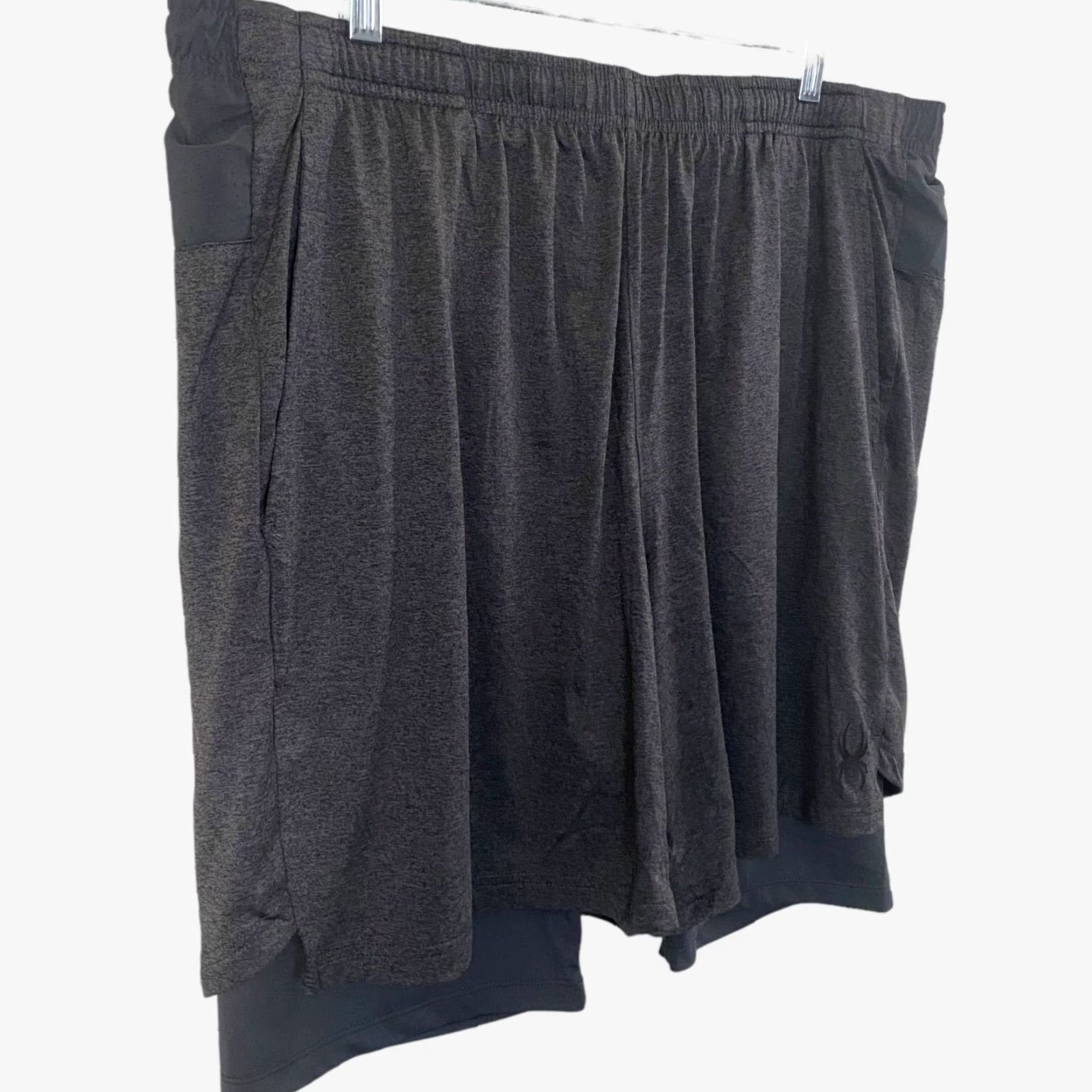 Spyder Spyder Active Performance ProWeb Lined Shorts Gray Mens XXL Athletic Stretch Gym Size US 39 - 2 Thumbnail