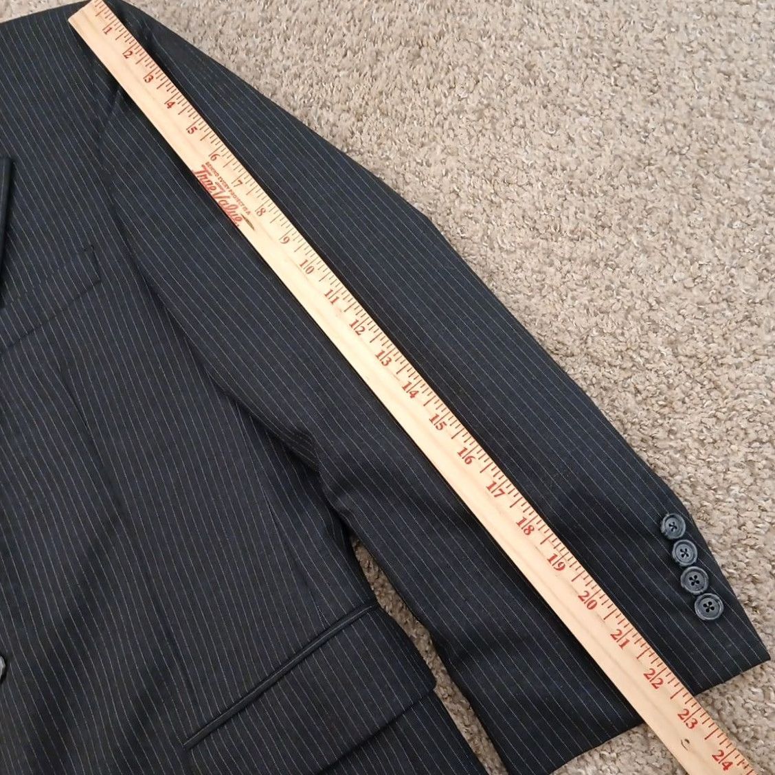 Jos. A. Bank Jos A Bank Blazer Mens 40 Gray Striped Wool Single-Breasted Two-Button Notch Lapel Jacket Size 40R - 3 Thumbnail