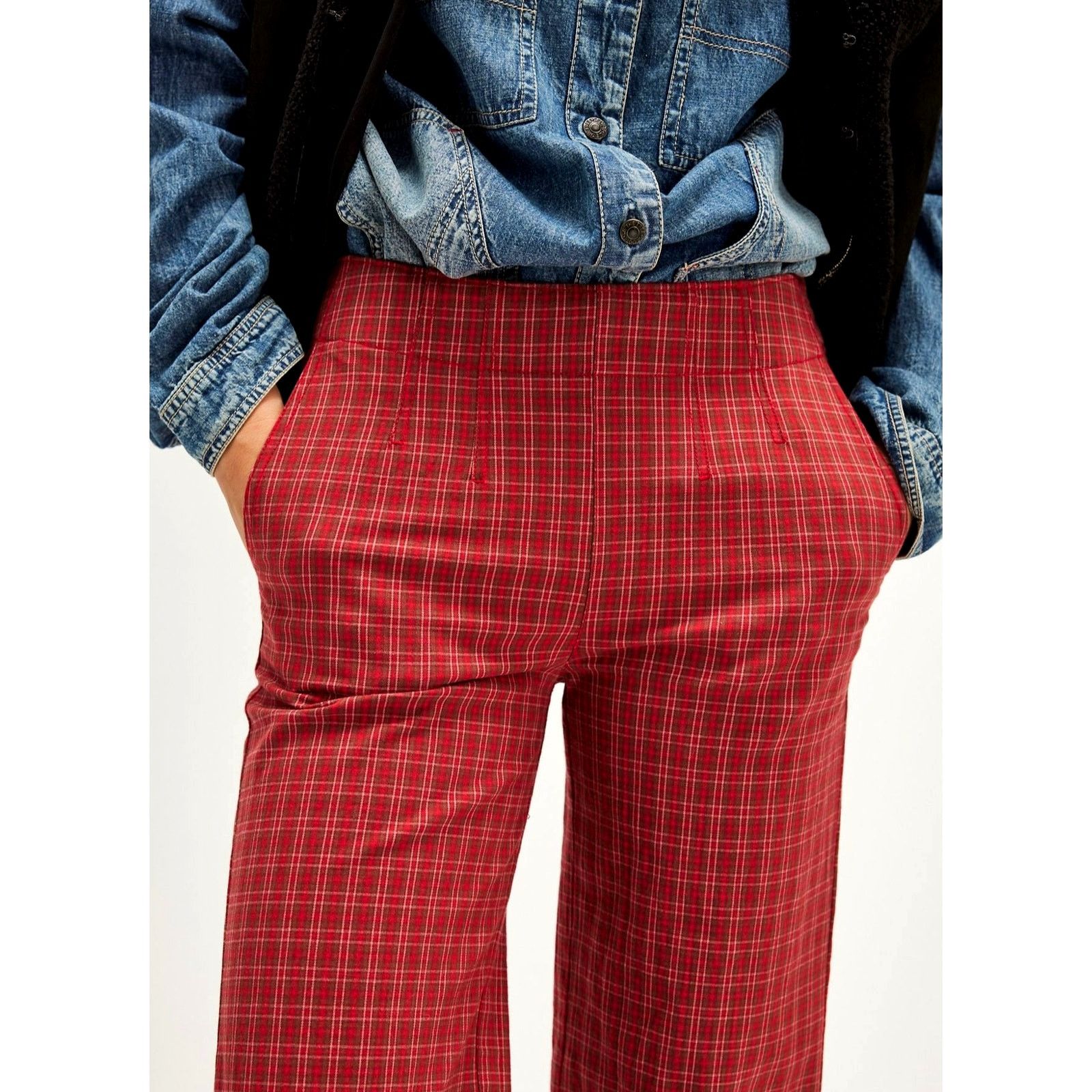 Free People Free People Sofia Wide Flare Pants Red Combo Size 12 Size 34" / US 12 / IT 48 - 4 Thumbnail