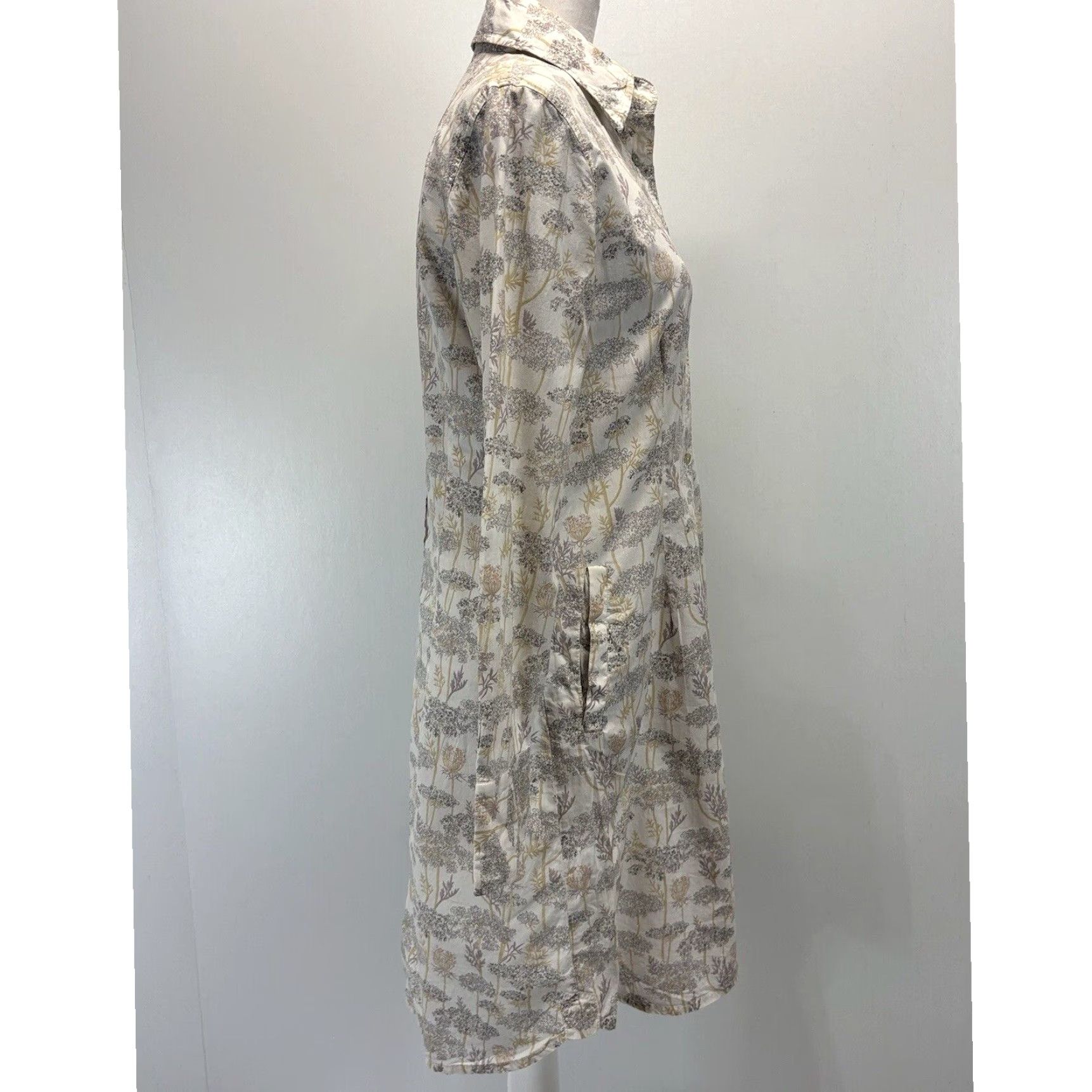 Brian Dales VINTAGE Brian Dales Women's Short Sleeve Shirt Dress White Cotton Casual Floral Size M / US 6-8 / IT 42-44 - 4 Thumbnail