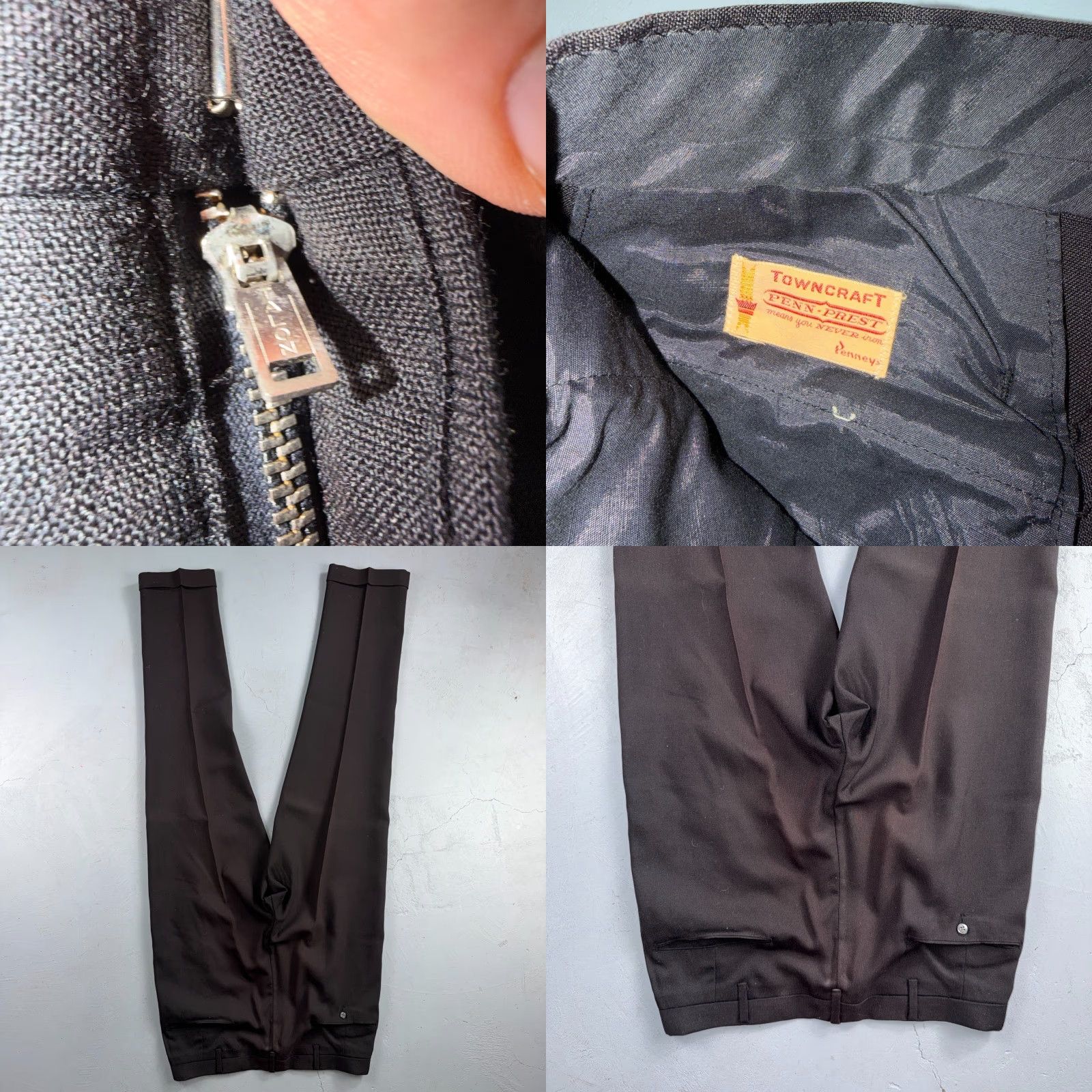 JCPenney VINTAGE 1960s Penneys Towncraft Twill Pants 32x33 Black Rockabilly Penn Prest Pants Size US 32 / EU 48 - 8 Thumbnail