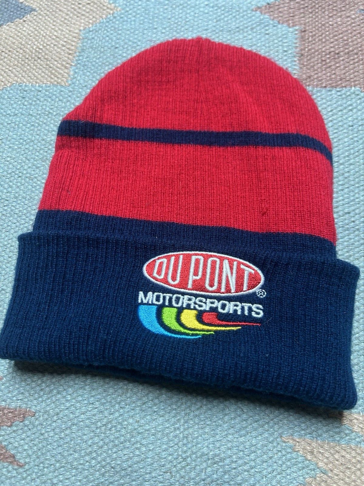 Vintage Vtg acrylic knit beanie winter Jeff Gordon 24 DuPont nascar Size ONE SIZE - 2 Thumbnail