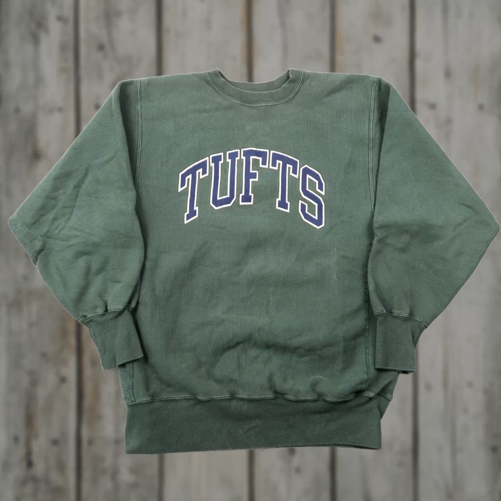 Champion VINTAGE Champion Reverse Weave Tufts University Crewneck Sweatshirt XL Green Graphic Print Men’s Pullover Sweatshirt Size US XL / EU 56 / 4 - 1 Thumbnail