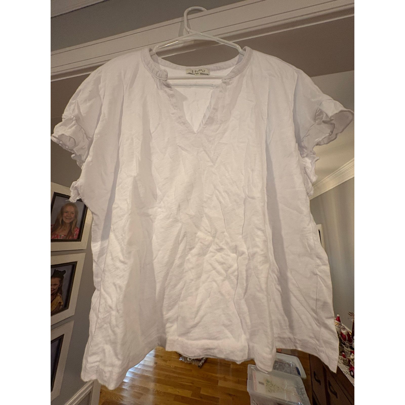 Z Supply Z Supply White V-Neck Tunic Top Small Short Sleeve Size S / US 4 / IT 40 - 2 Thumbnail