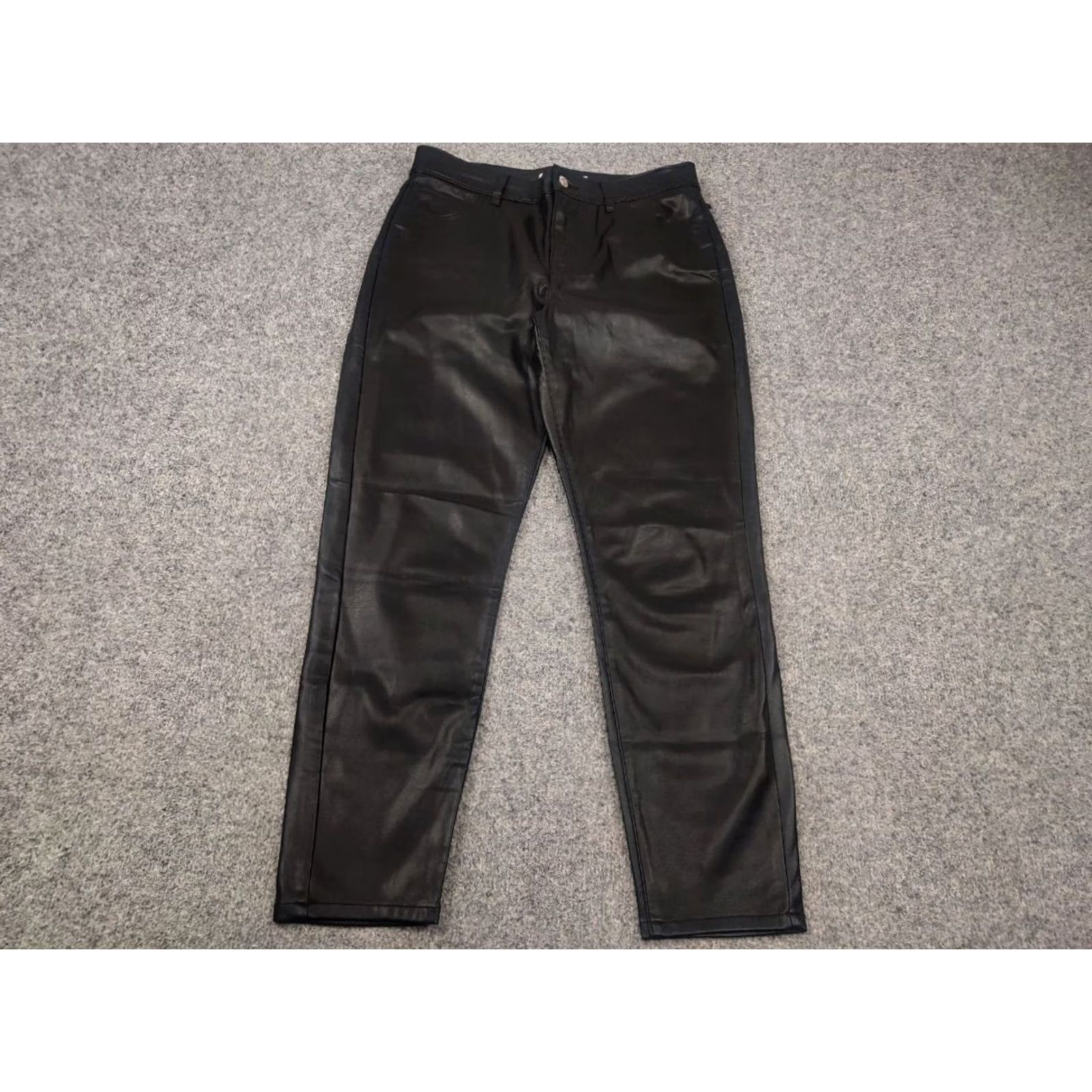 Levi's VINTAGE Levi's 720 Black Faux Leather High Rise Super Skinny Ankle Jeans Women 29 Black 90s Designer Size 29" - 6 Thumbnail