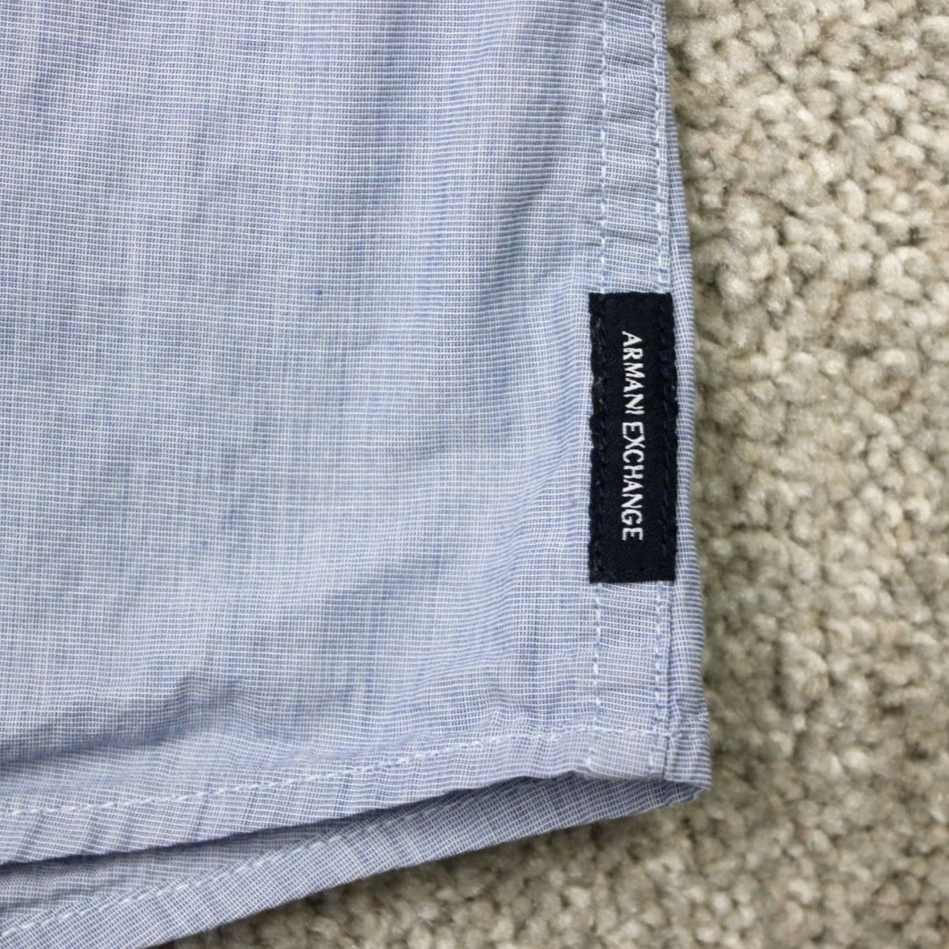 Armani Exchange A/X Armani Exchange Shirt Mens Medium Blue Cotton Fitted Casual Short Sleeve Size US M / EU 48-50 / 2 - 5 Thumbnail
