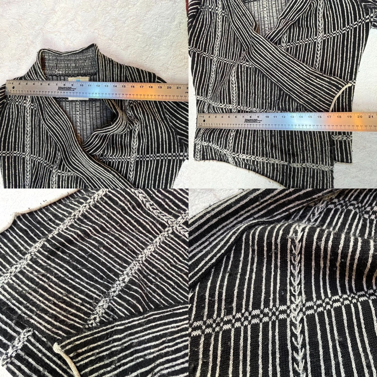 Arrow Sparrow Women Striped Lambswool Draped Open Front Cardigan Large Black Knit Sweater User-friendly Casual Fall Winter Size L / US 10 / IT 46 - 8 Thumbnail