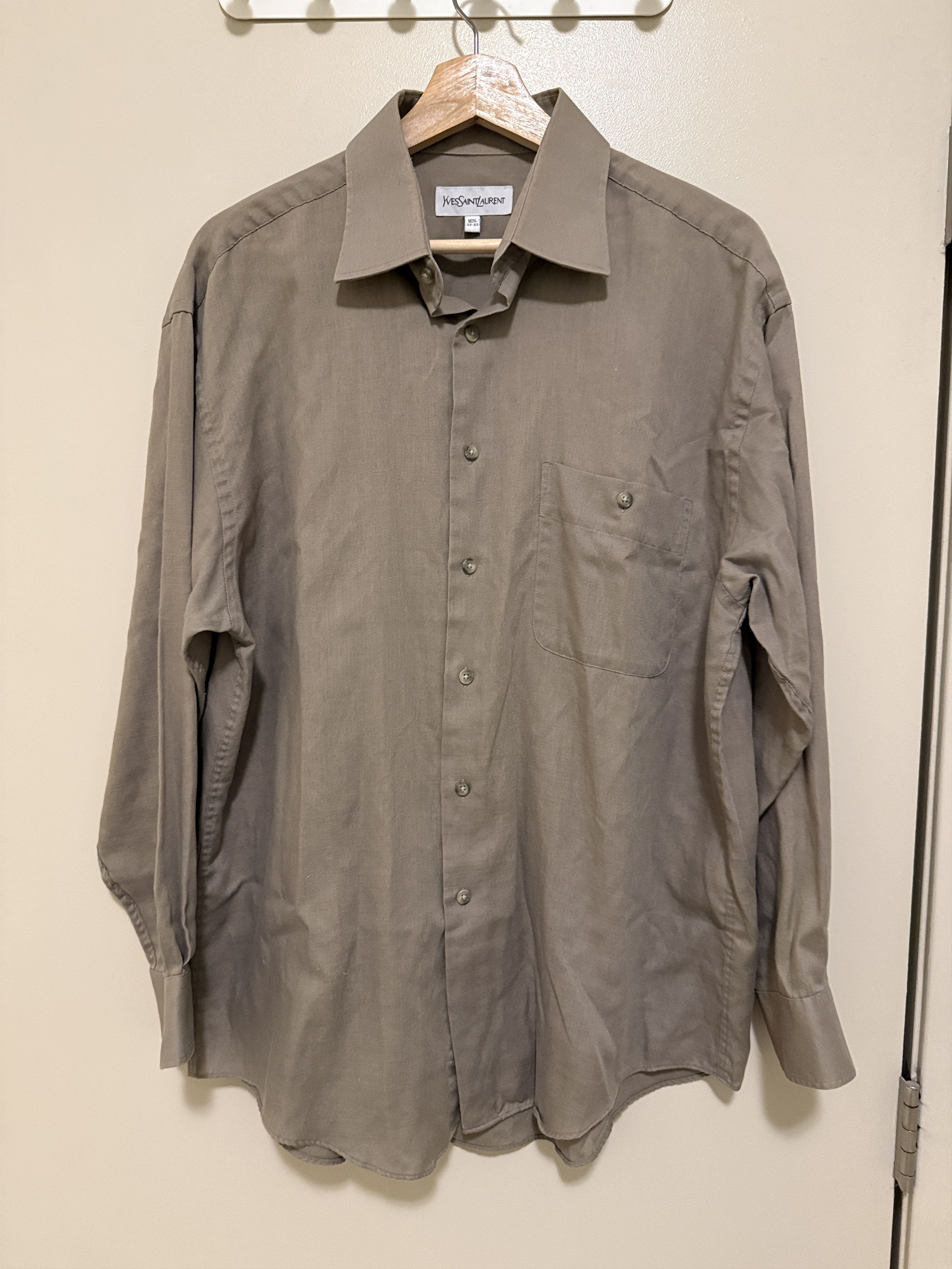 Yves Saint Laurent Vintage YSL dress shirt, size 16.5/32-33, Taupe Size US L / EU 52-54 / 3 - 1 Thumbnail