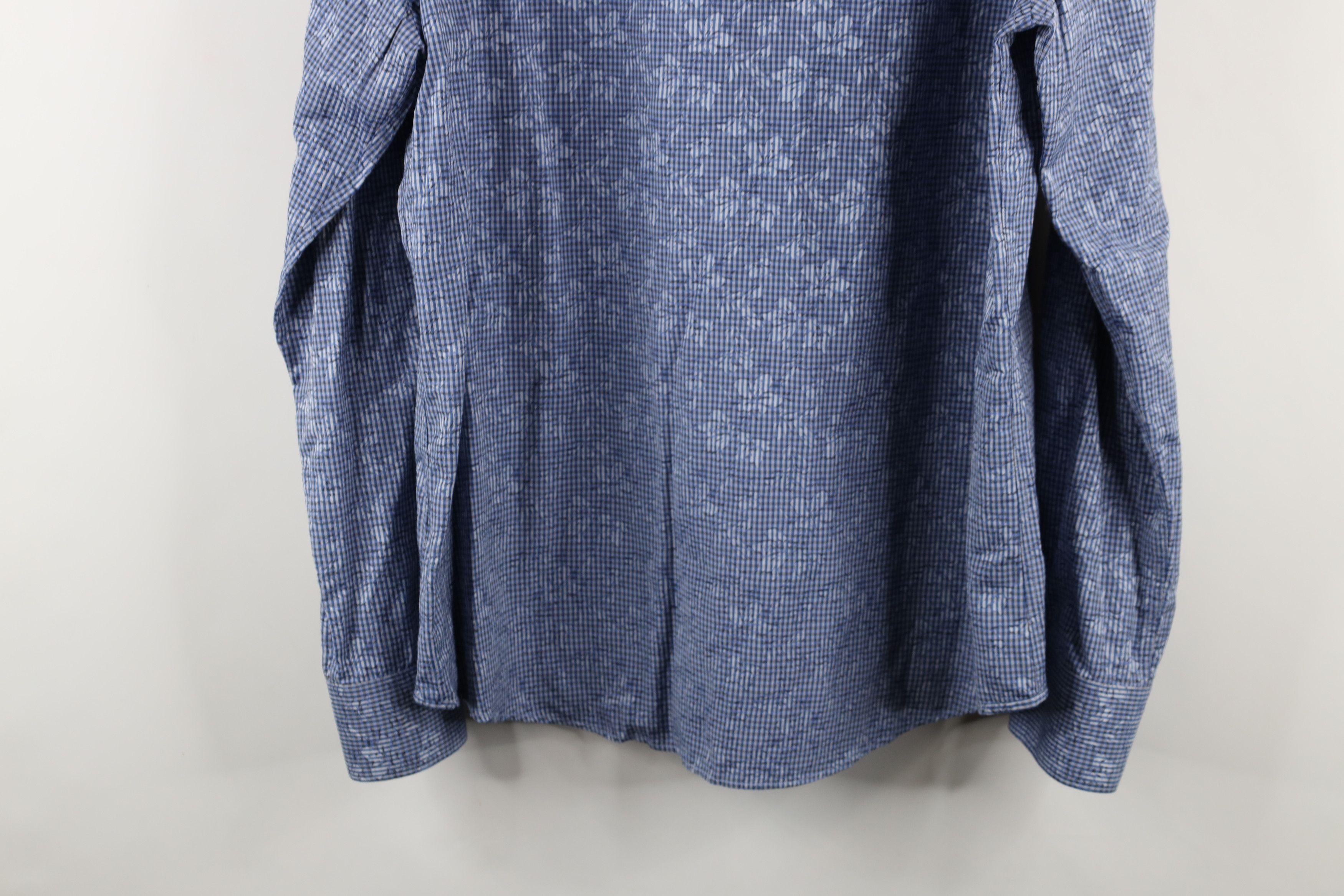Vintage Bugatchi Uomo Fit Striped Flower Collared Button Shirt Blue Size US XL / EU 56 / 4 - 13 Thumbnail