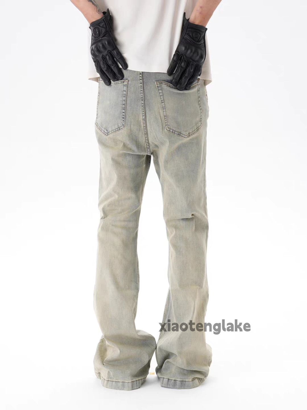 Jean Unisex rusty punk grunge bootcut flared jeans Size US 30 / EU 46 - 3 Thumbnail