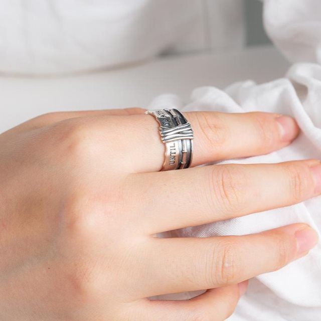 Vintage Resizable Retro Round Until Death 925 Sterling Silver Ring Size ONE SIZE - 3 Thumbnail