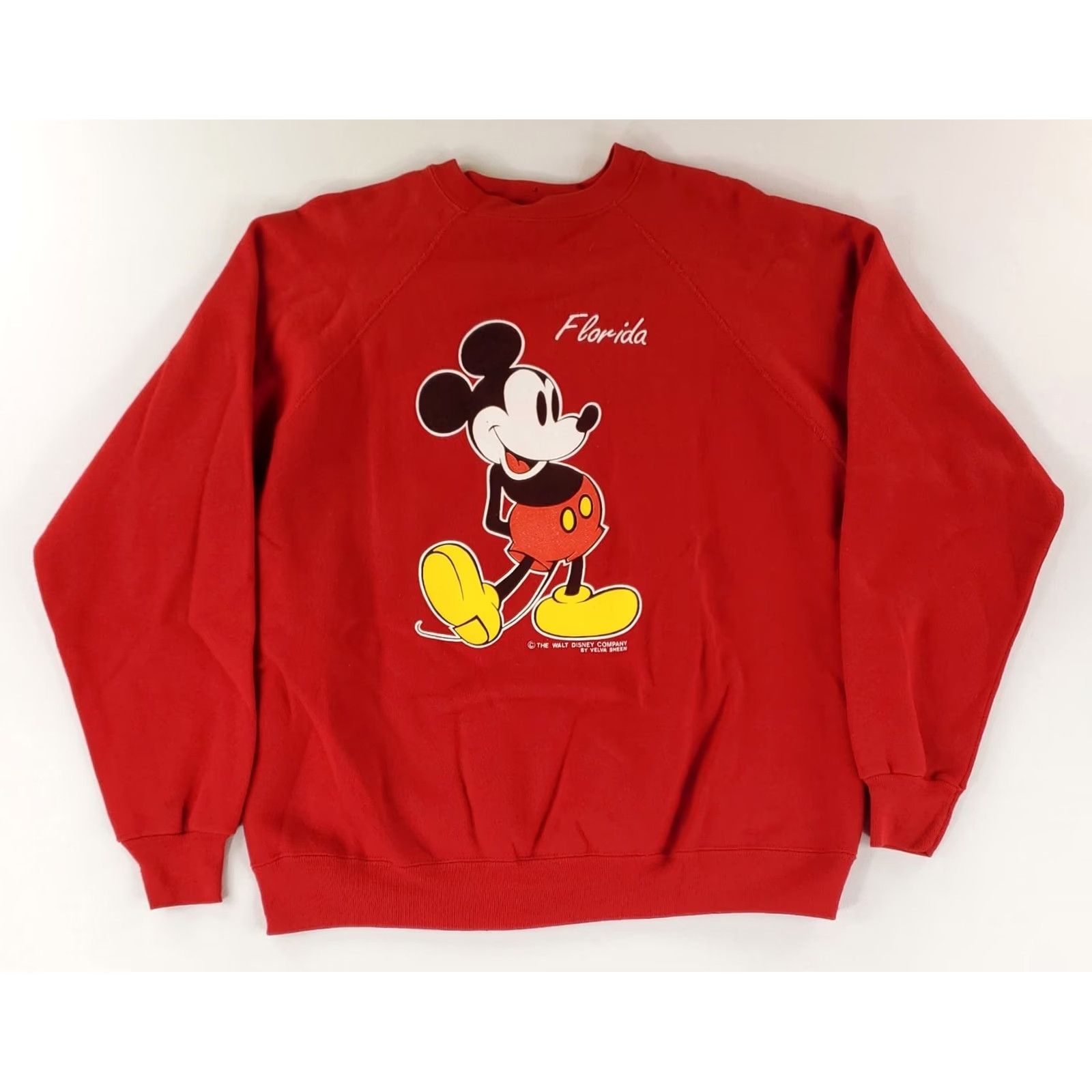Tultex VINTAGE Disney Mickey Mouse Sweatshirt Tultex Velva Sheen Made USA Mens L Red 90s Pullover Size US L / EU 52-54 / 3 - 2 Thumbnail