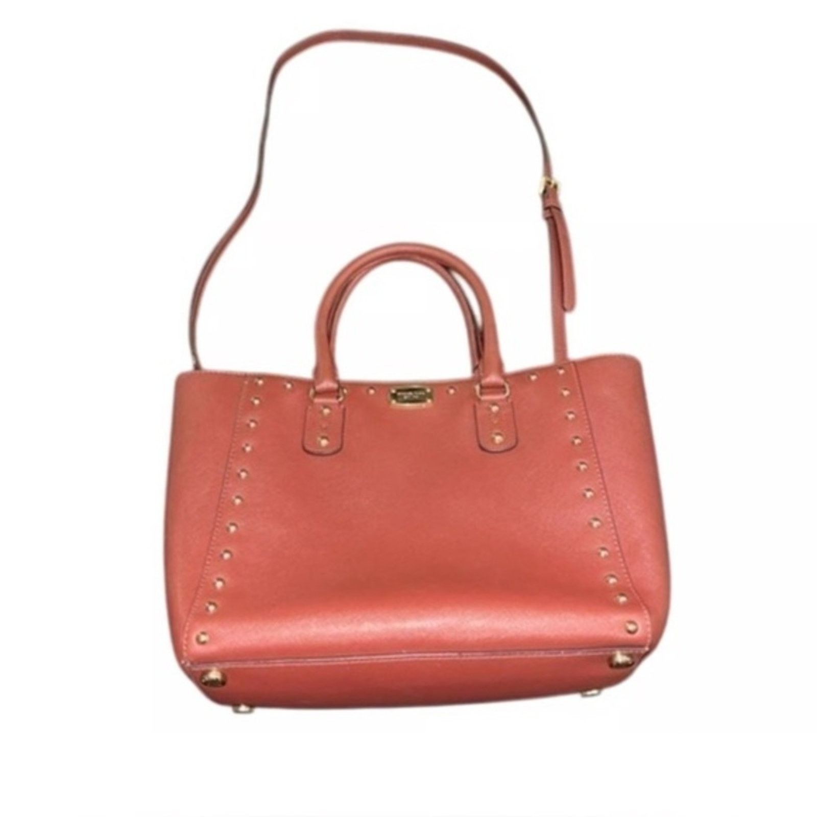 Michael Kors MICHAEL KORS Selma BROWN WINE RED Studded Saffiano Bag Size ONE SIZE - 1 Thumbnail