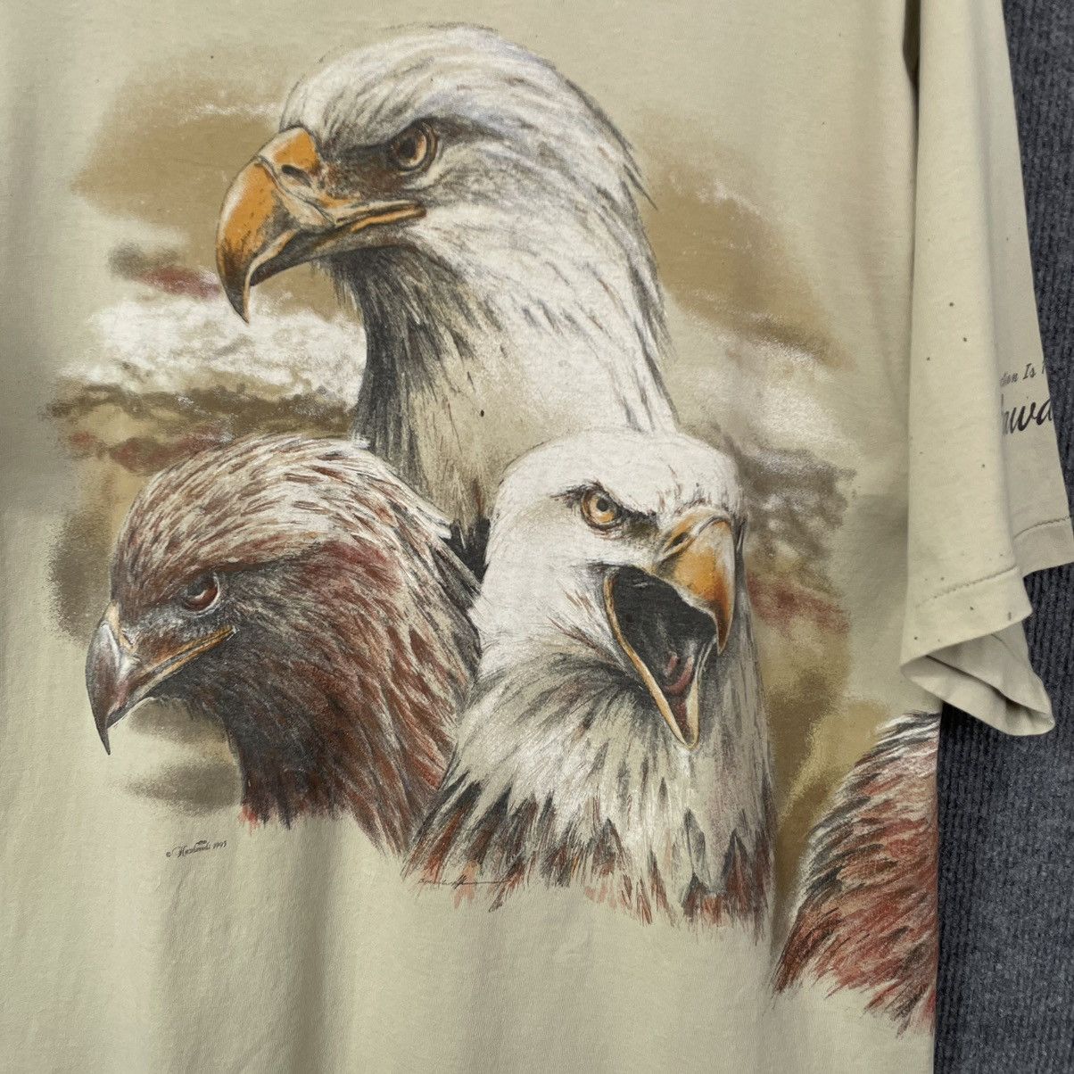 Vintage 1990s Eagle Falcon Double Sided Graphic T Shirt Size US XL / EU 56 / 4 - 2 Thumbnail